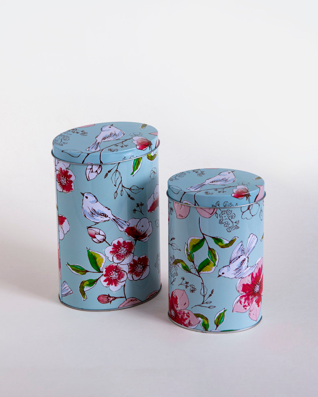 Floral Charm Storage Canisters - Set Of 2