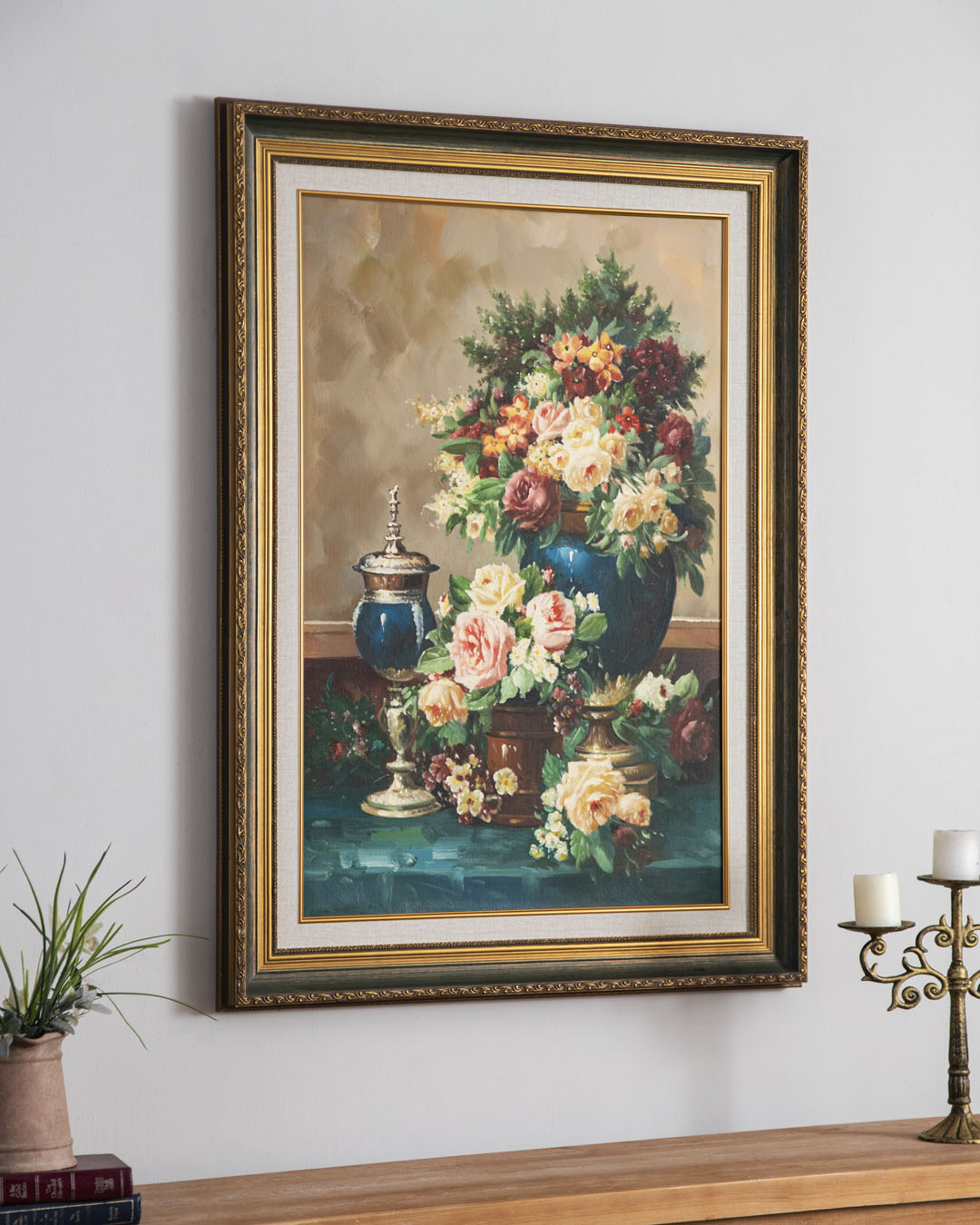 'Still Life & Flower' Handmade Oil Painting - 34x46 Inch