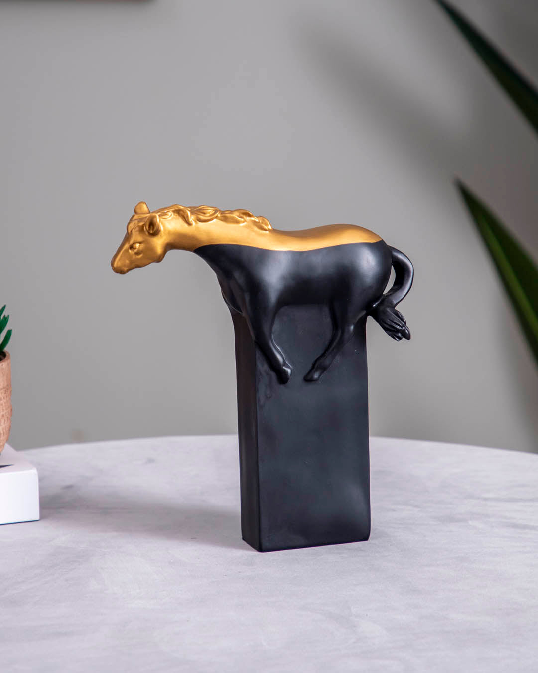 'Galloping Grace' Gold & Black Horse Figurine