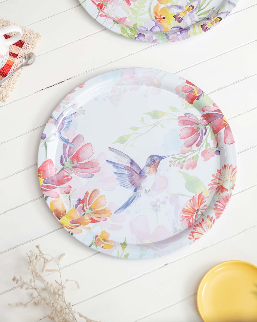'Hummingbird' Round Serving Tray- set of 2 - The Decor Kart
