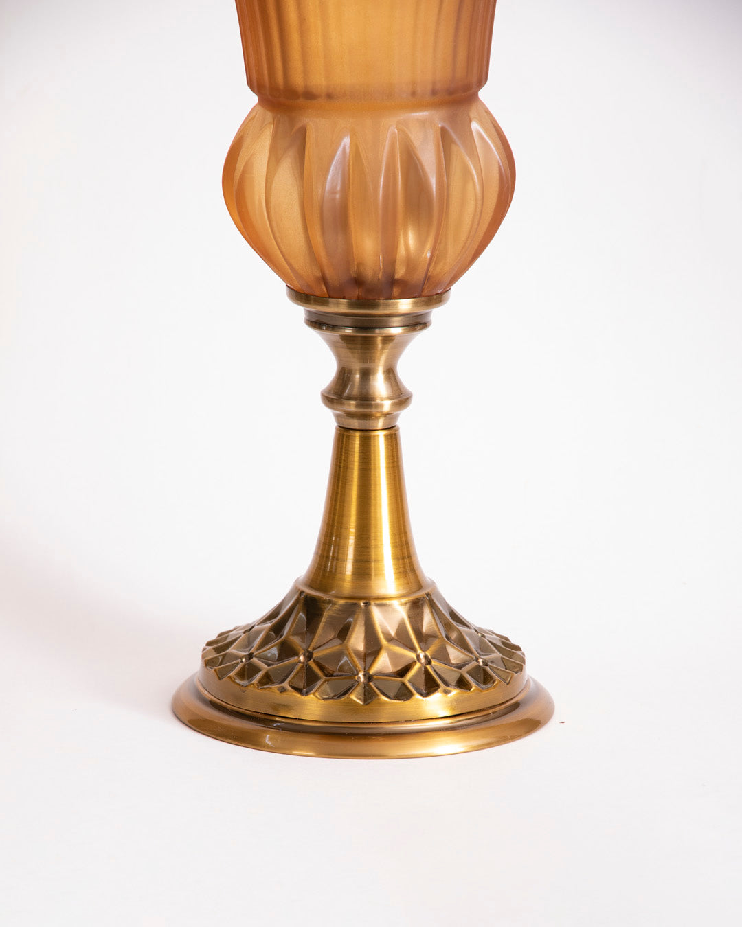 Ribbed Trumpet Glass Vase - Amber