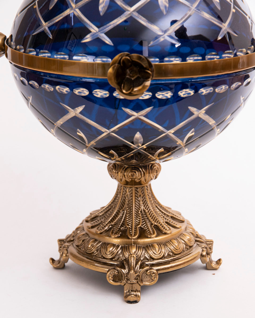 Ornamental Globe Decorative Lidded Vase - Blue
