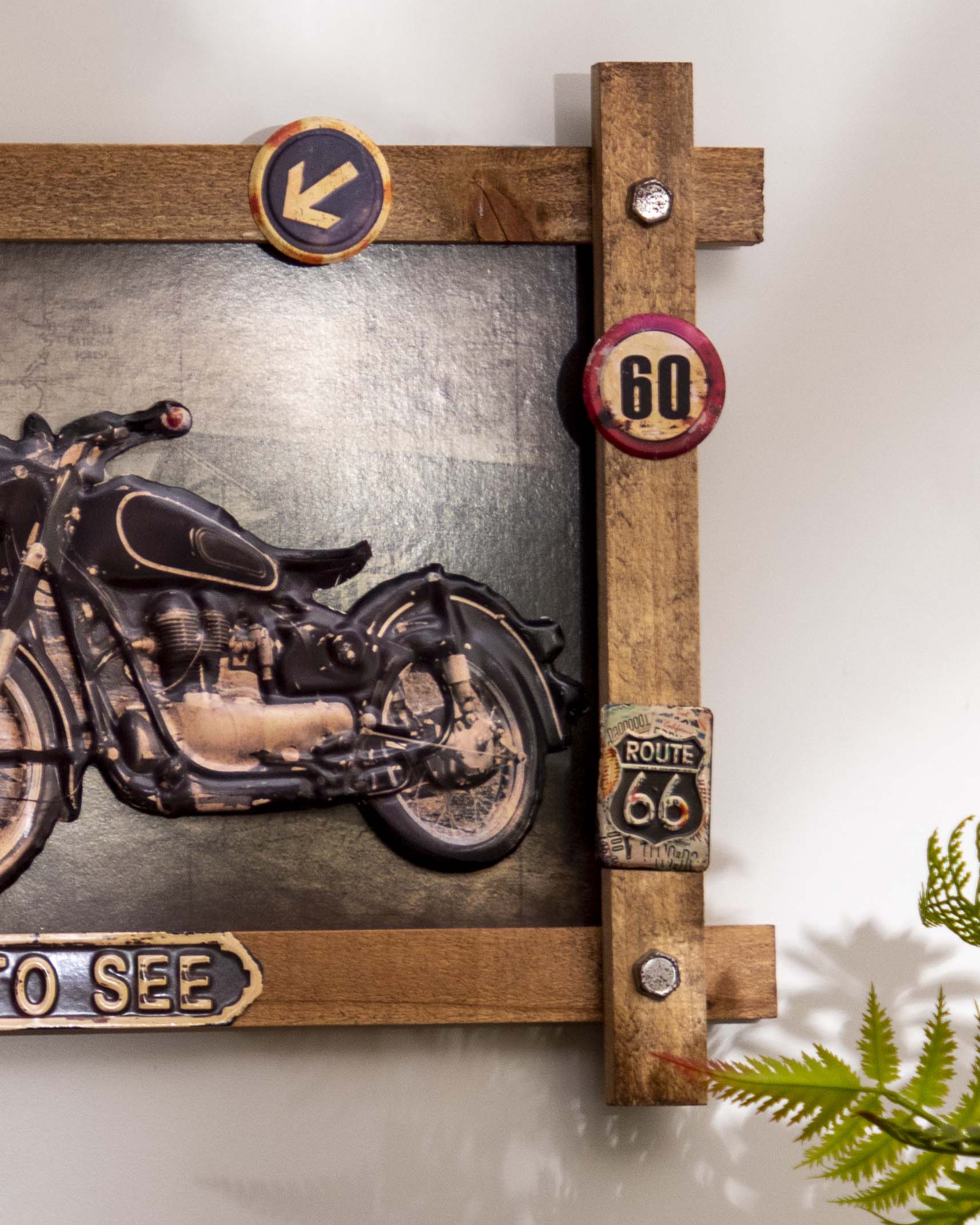 Vintage Bike Wooden Frame Poster