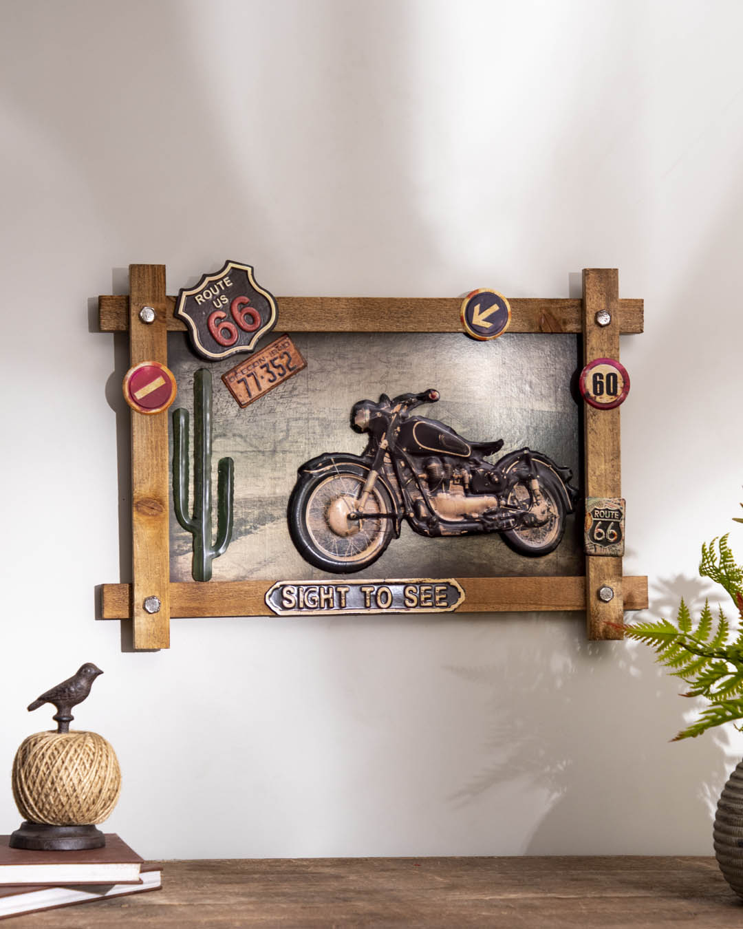 Vintage Bike Wooden Frame Poster
