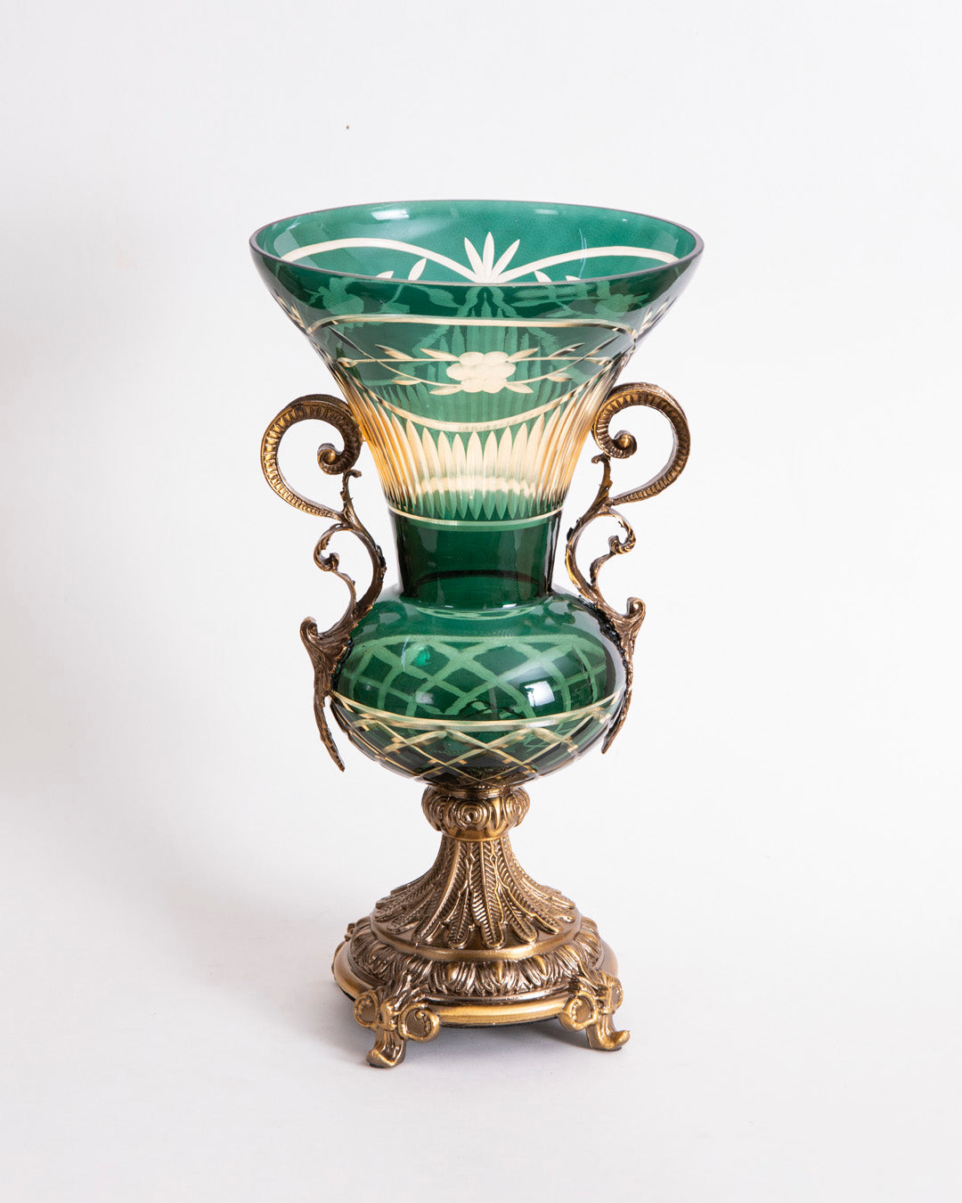 Emerald Regal Etched Vase