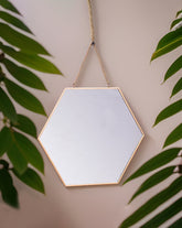 Golden Hanging Hexagonal Mirror - Small - The Decor Kart