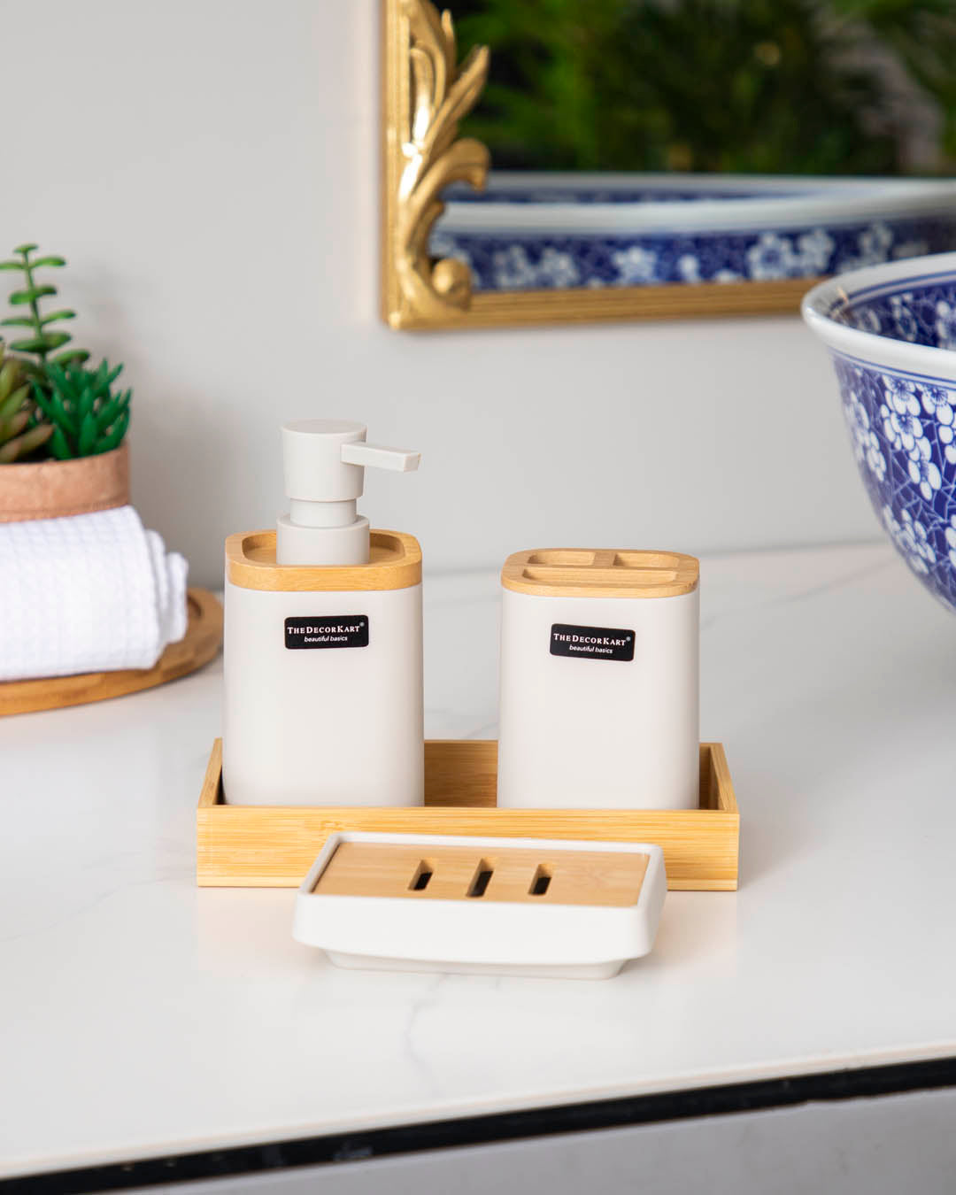 Modern minimal white 4 piece bathroom set