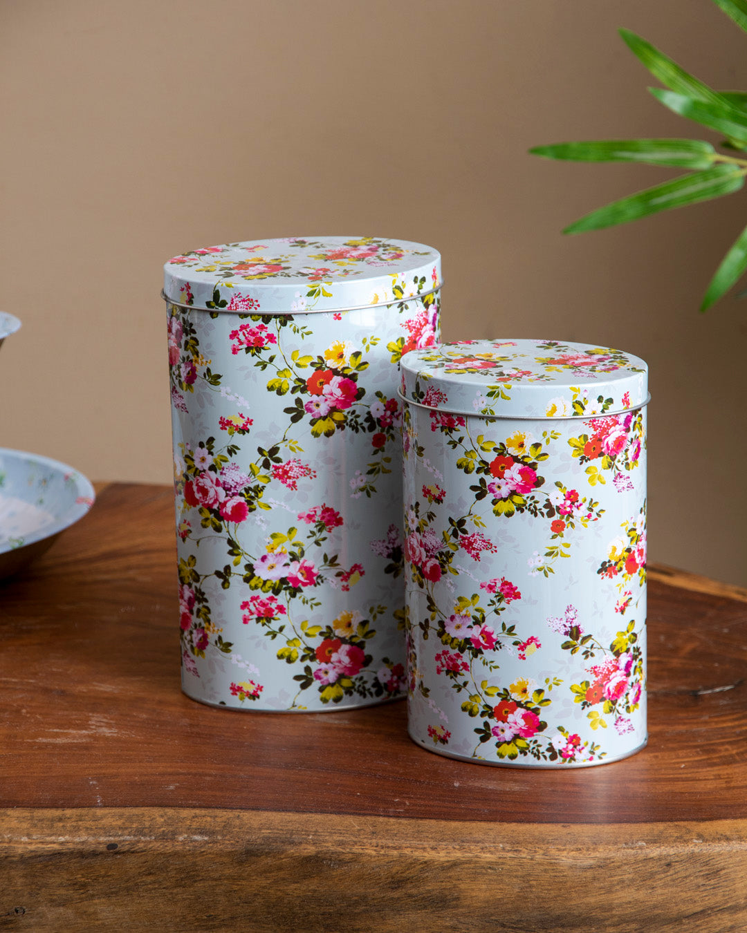 Floral Charm Storage Canisters - Set Of 2