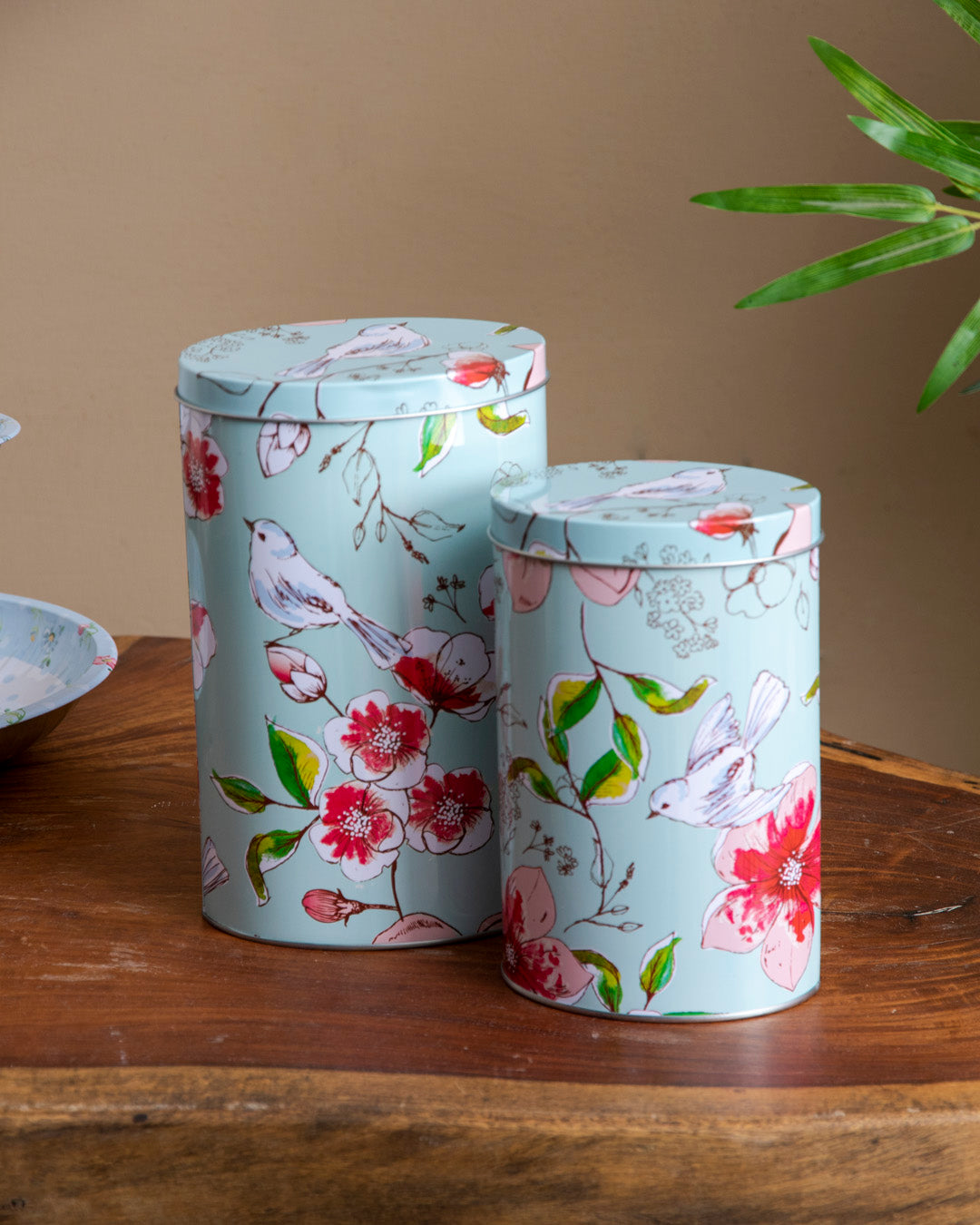 Floral Charm Storage Canisters - Set Of 2