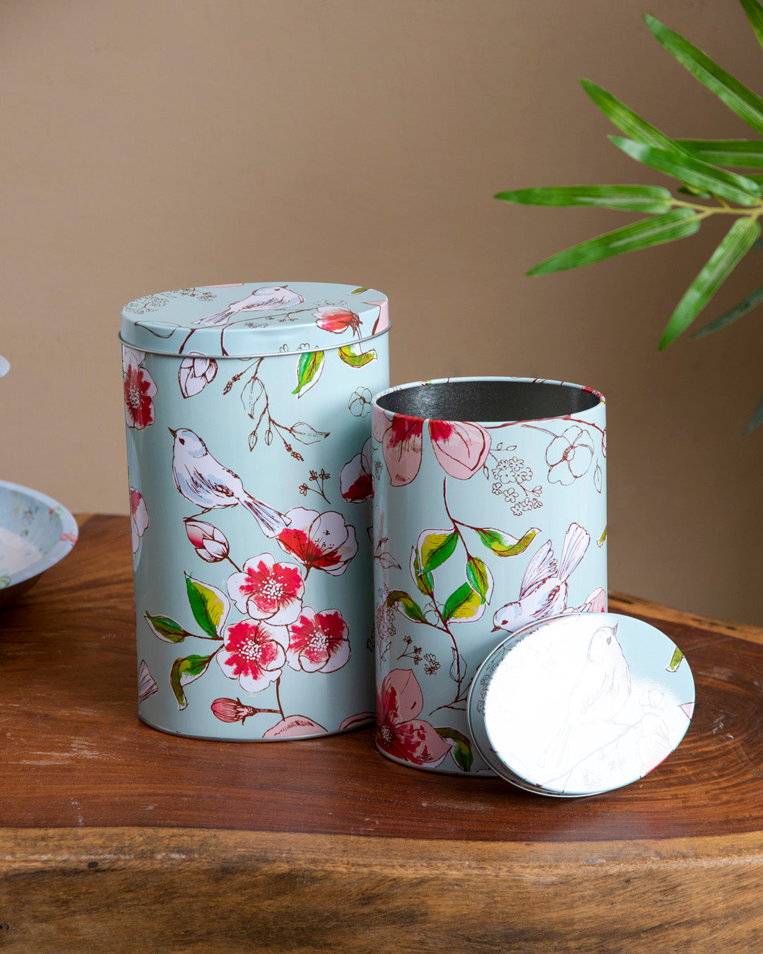 Floral Charm Storage Canisters - Set Of 2