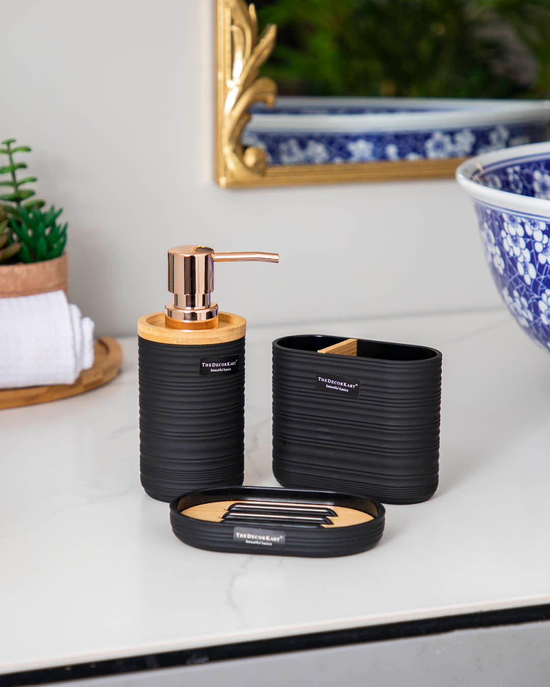 moden acrylic matte black bath 3 piece set - bath decor