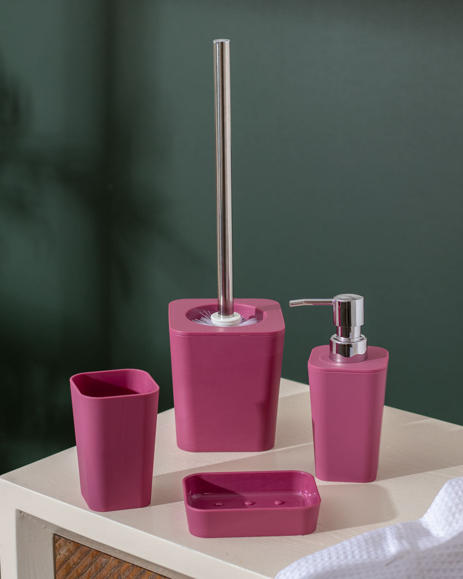 Delightful 4 Piece Bathroom Accessory - Pink - The Decor Kart