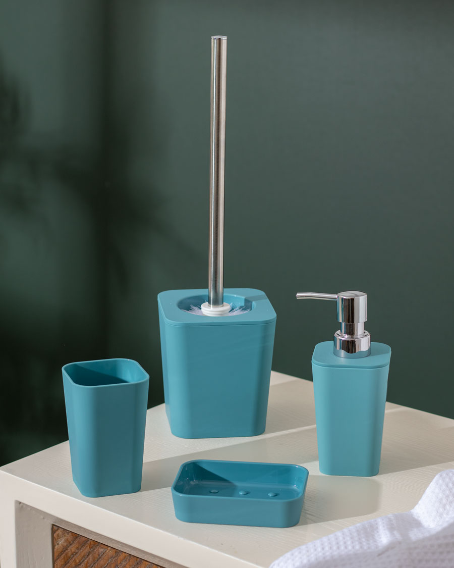 Delightful 4 Piece Bathroom Accessory - Blue - The Decor Kart