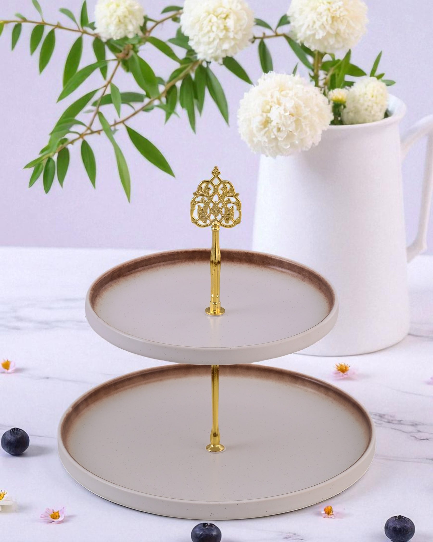 Artisan Glazed 2-Tier Cake Stand