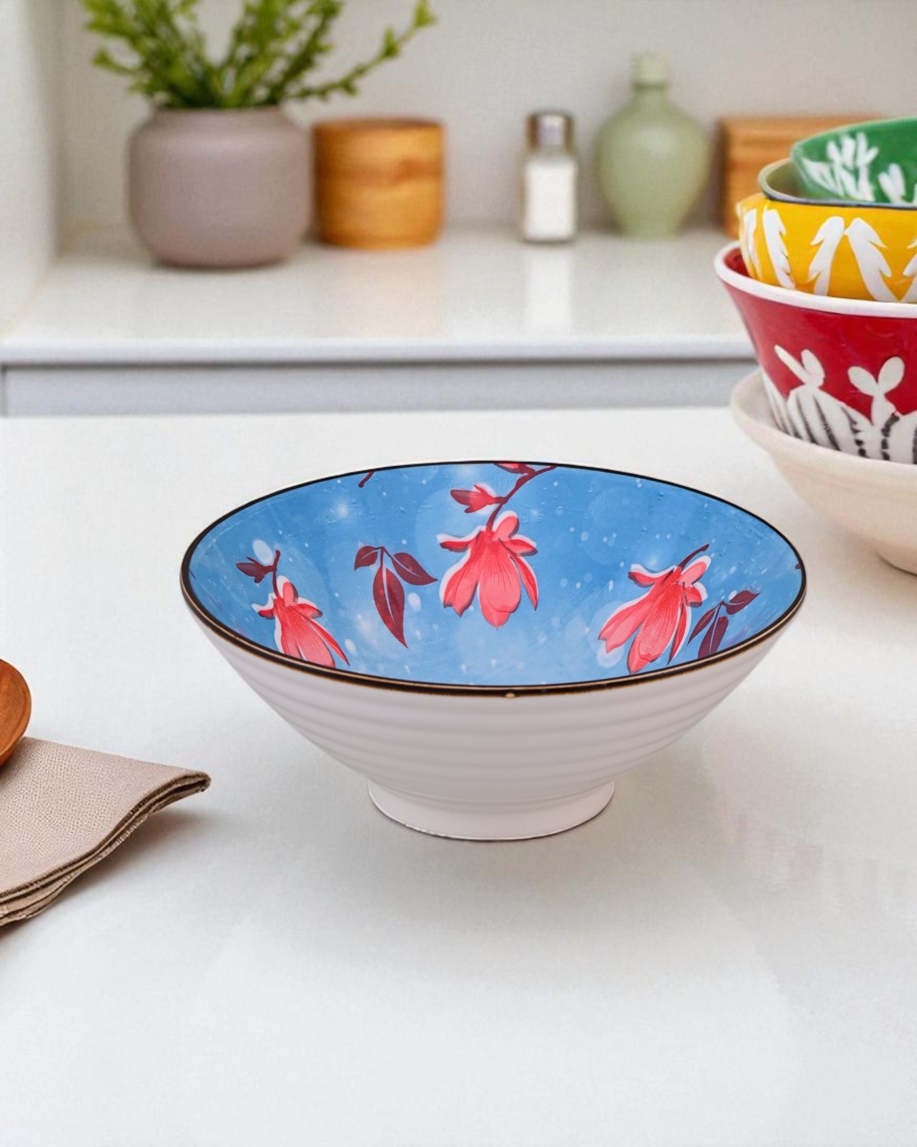 Scarlet Blossom Serving Bowl