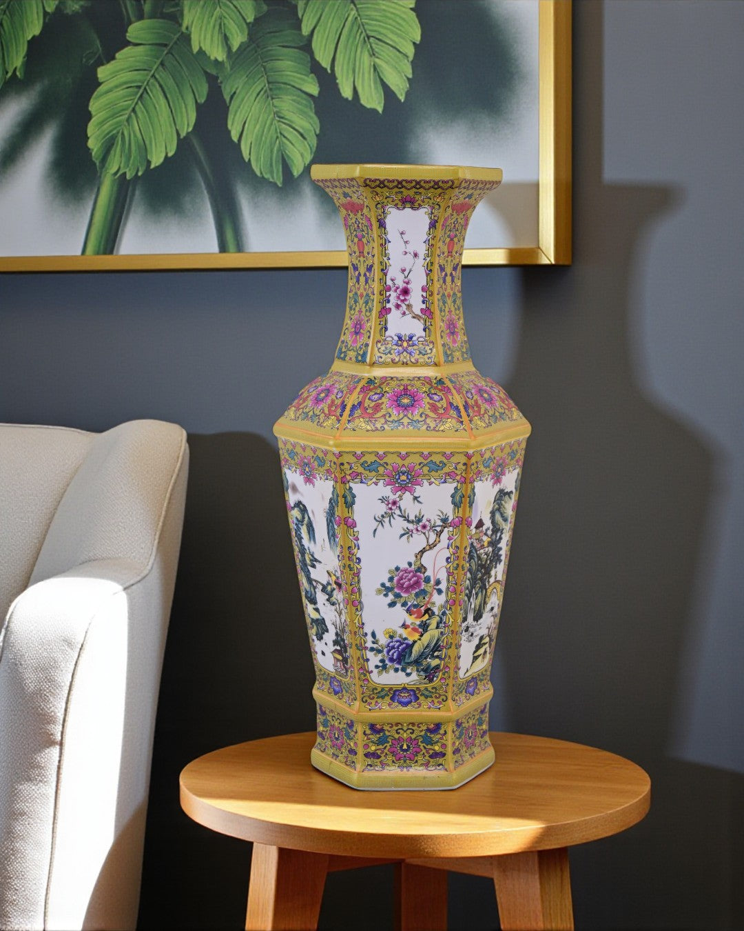 Dynasty Garden Cloisonné Vase - Yellow
