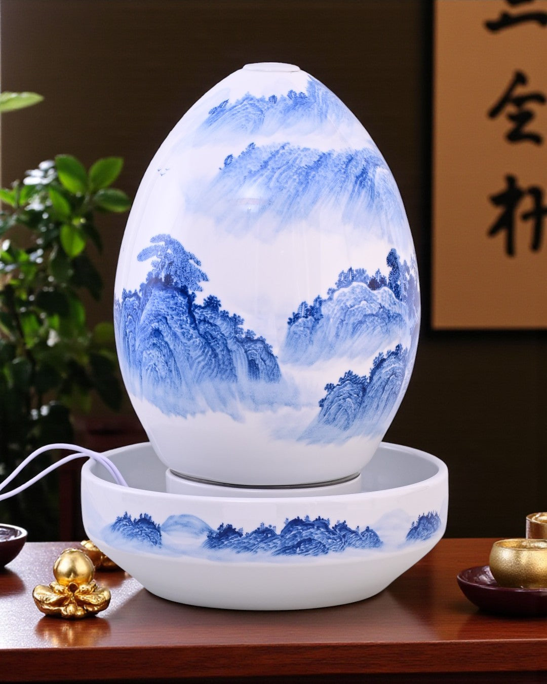 Tranquil Falls Ceramic Fountain Lamp