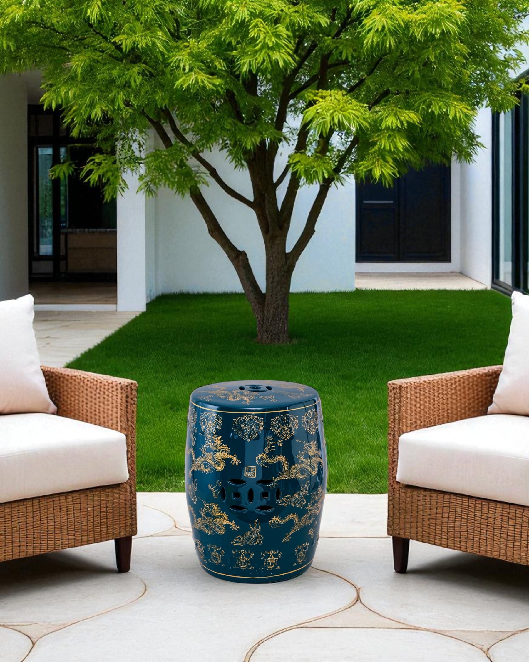 Imperial Dragon Garden Stool