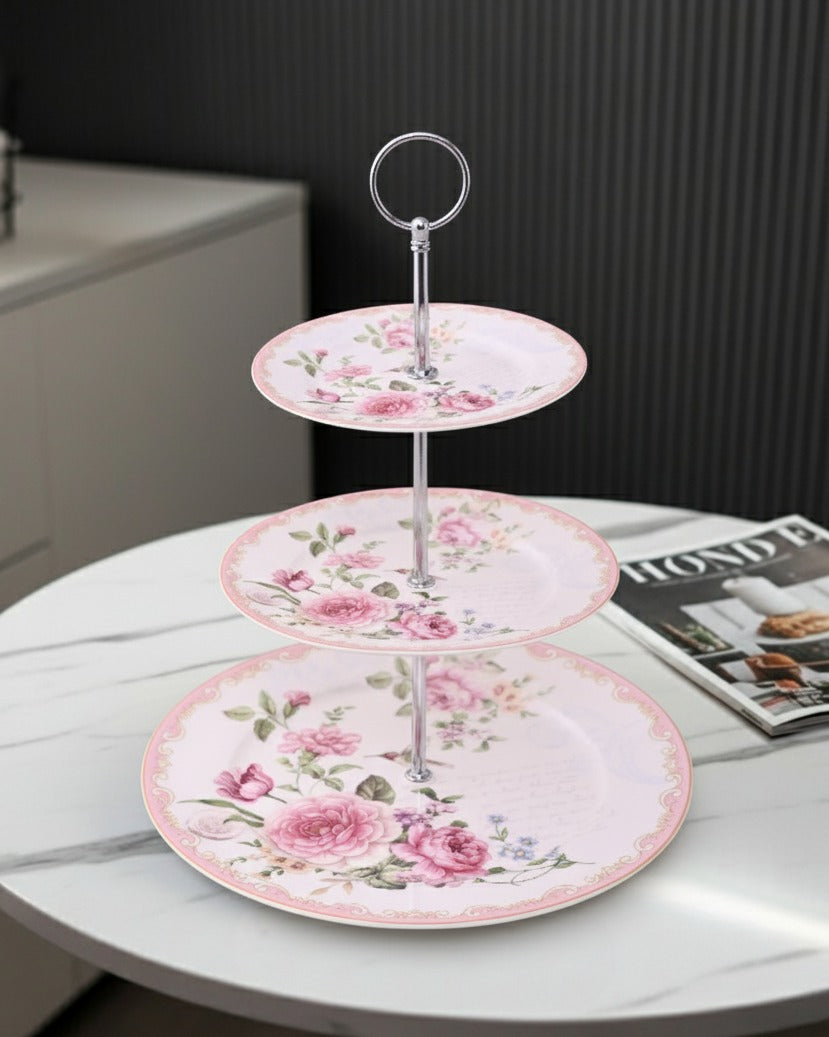 Royal Rose Garden 3-Tier Cake Stand