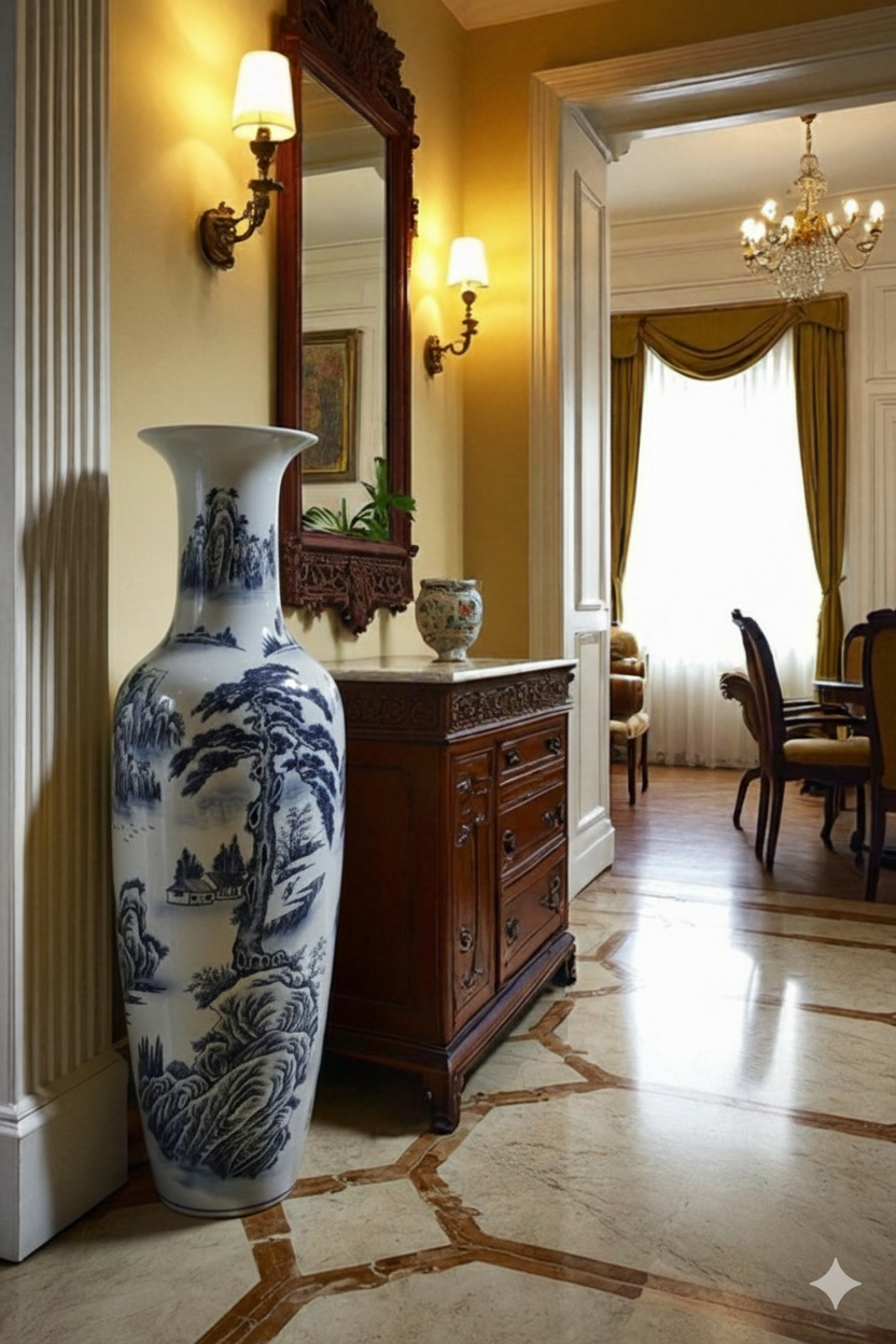 Timeless Landscape Tall Floor Vase