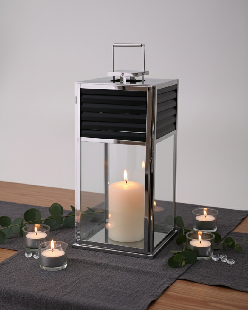 Striped Charm Modern Candle Lantern