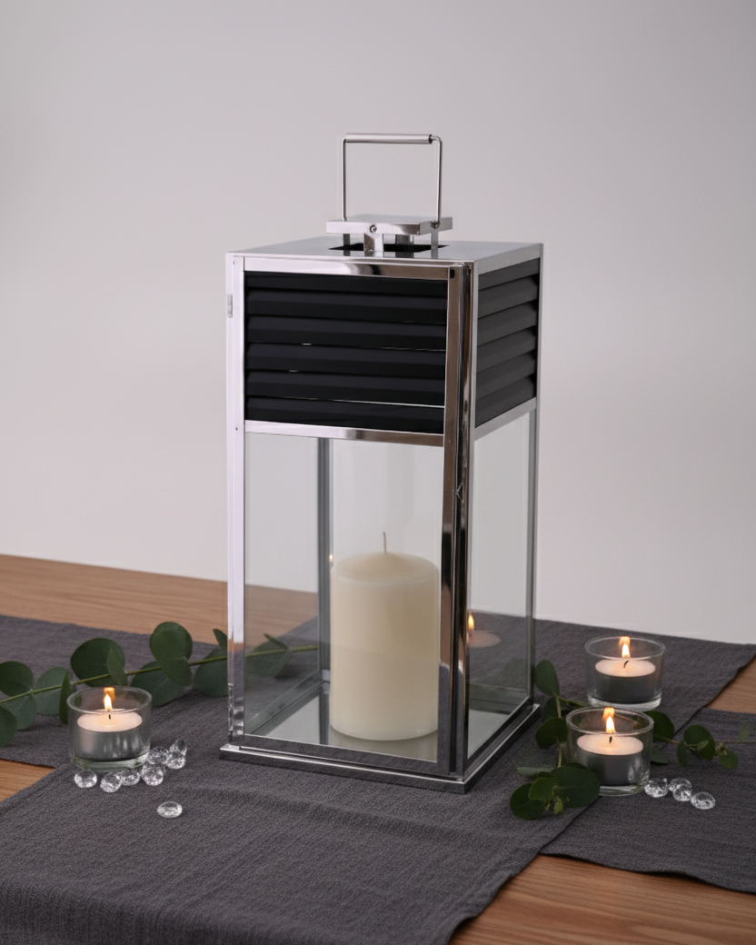 Striped Charm Modern Candle Lantern