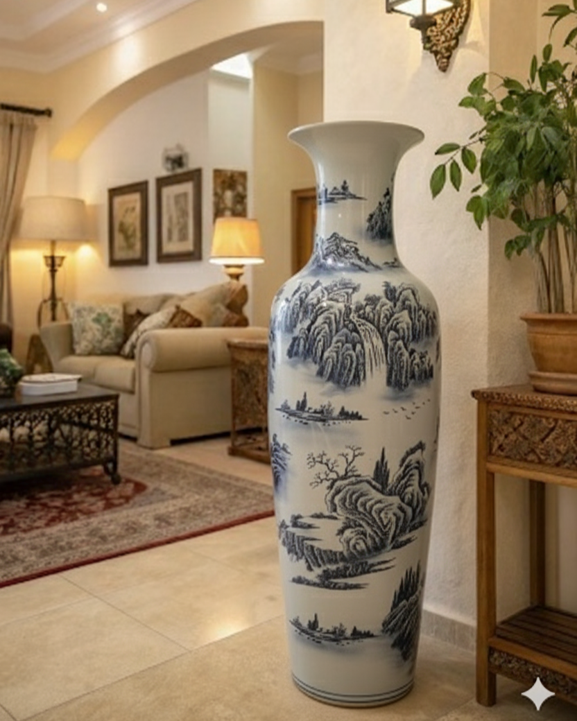 Timeless Landscape Tall Floor Vase