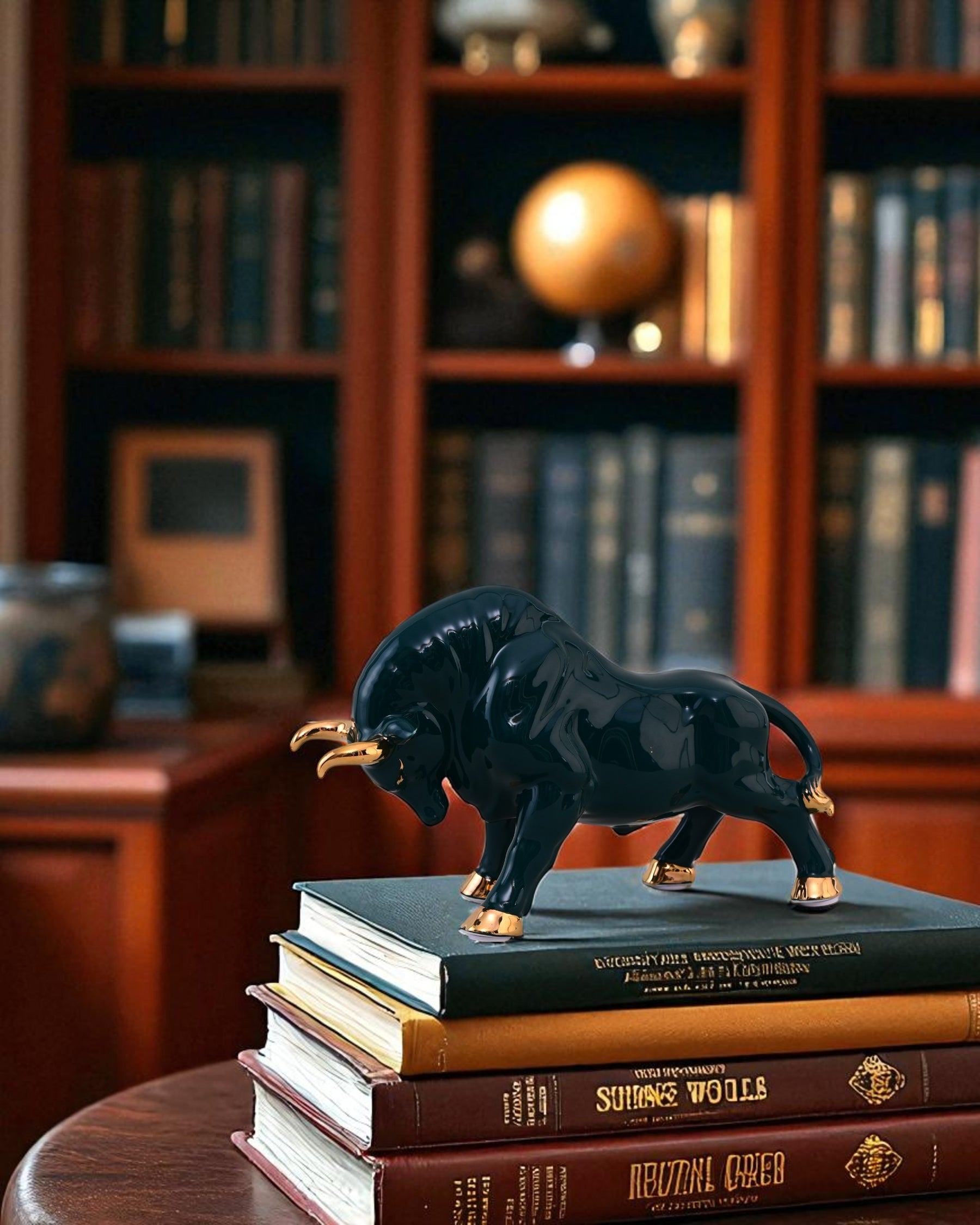 Emerald Bull Porcelain Figurines - Set Of 2