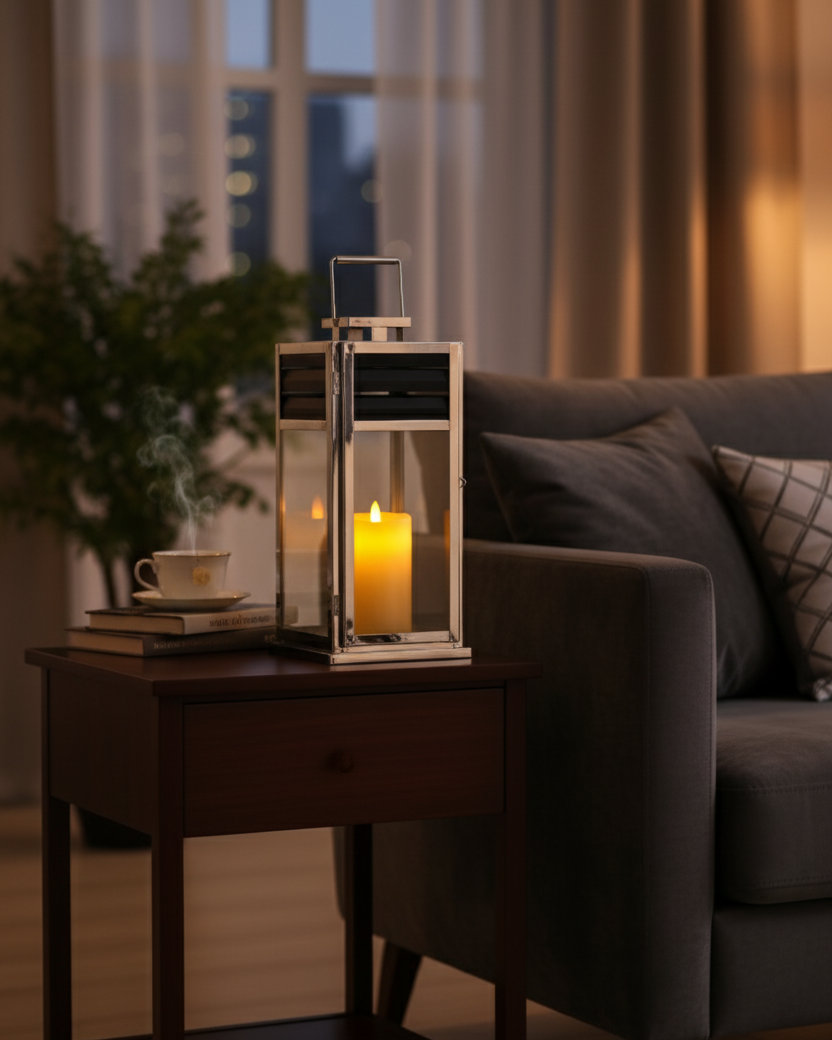 Striped Charm Modern Candle Lantern