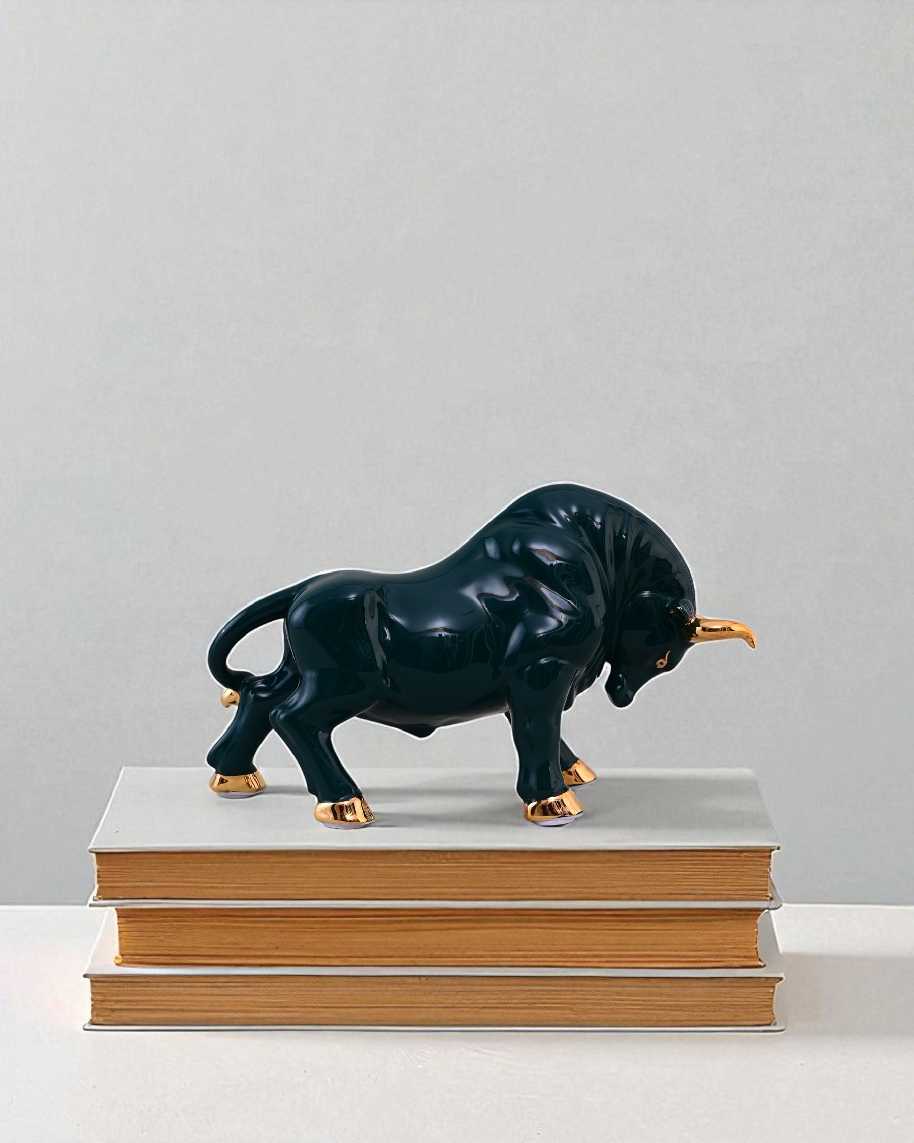 Emerald Bull Porcelain Figurines - Set Of 2