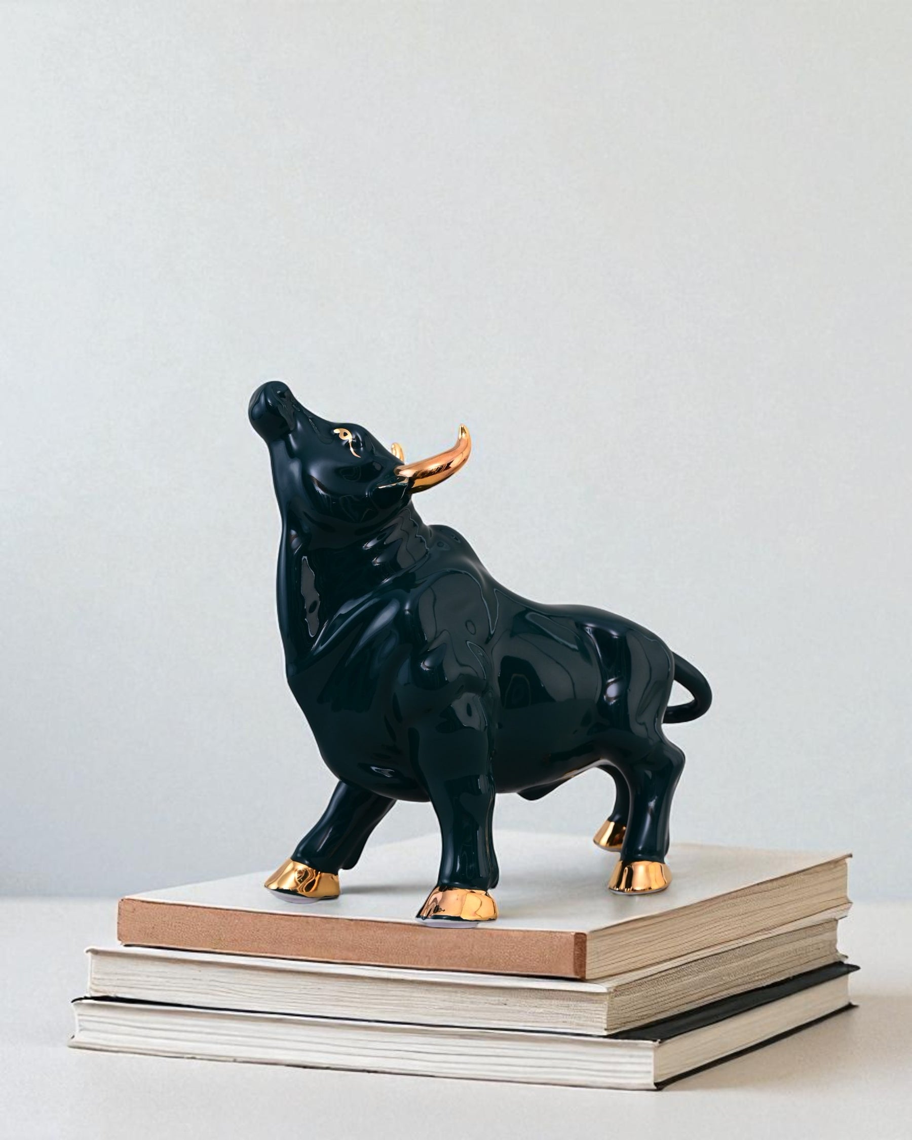 Emerald Bull Porcelain Figurines - Set Of 2