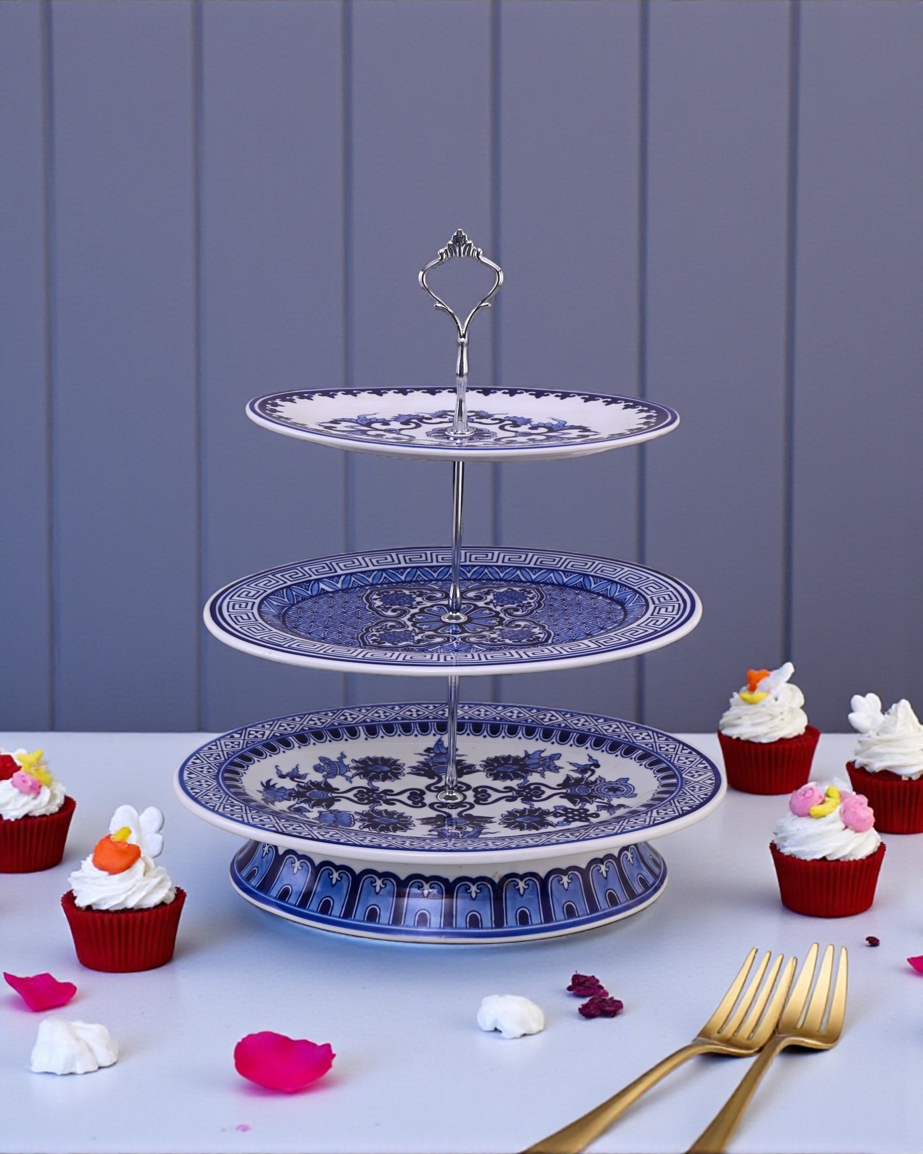 Blue and White 3-Tier Cake Stand