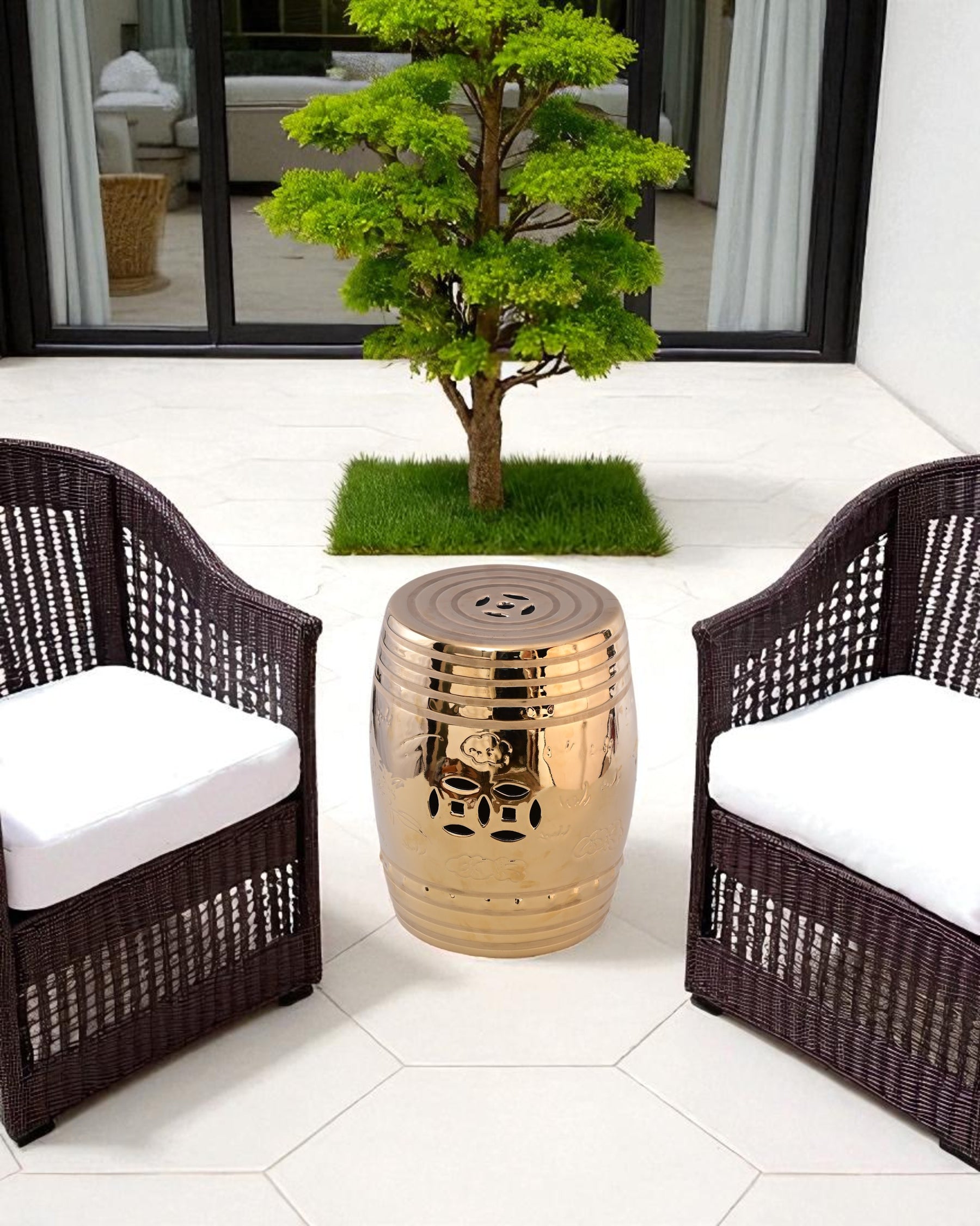 Radiant Golden Garden Stool