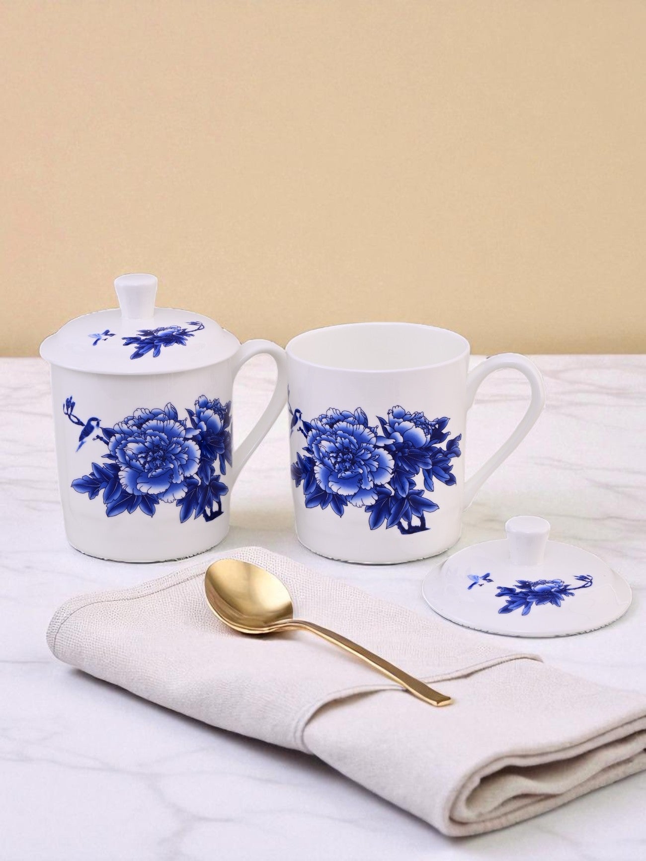 'Royal Blue Blossom' Fine Porcelain Mug