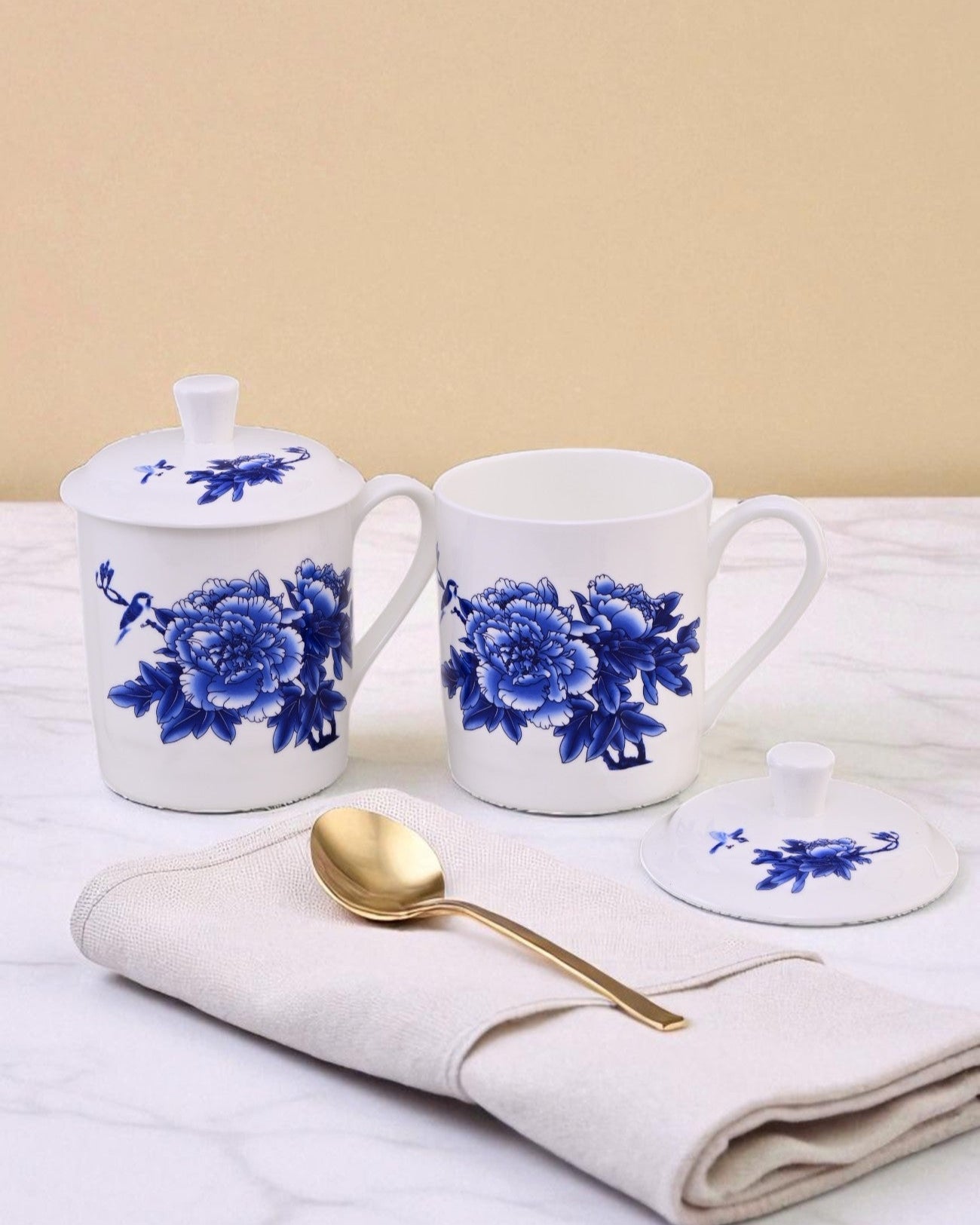 'Royal Blue Blossom' Fine Bone China Mug