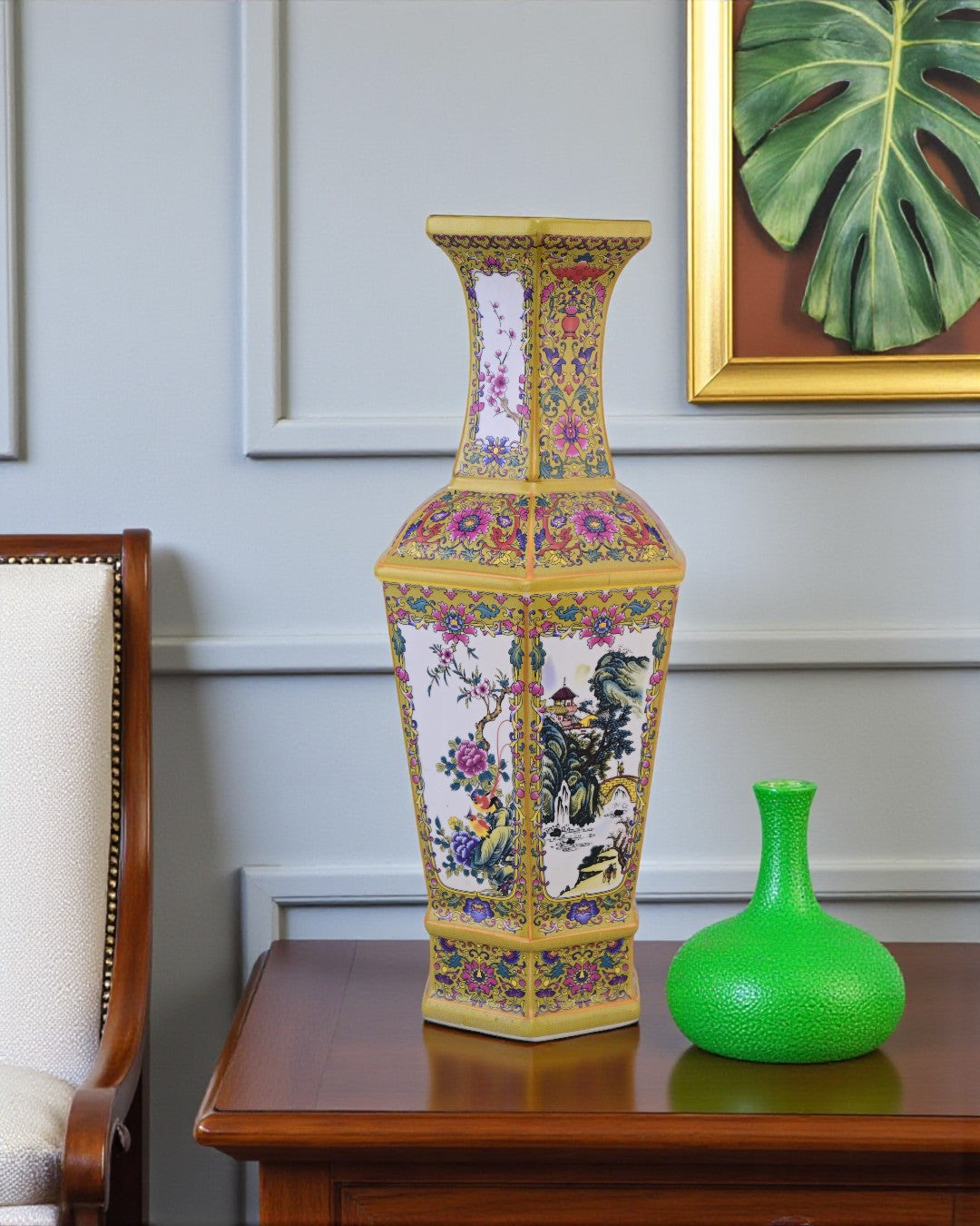 Dynasty Garden Cloisonné Vase - Yellow