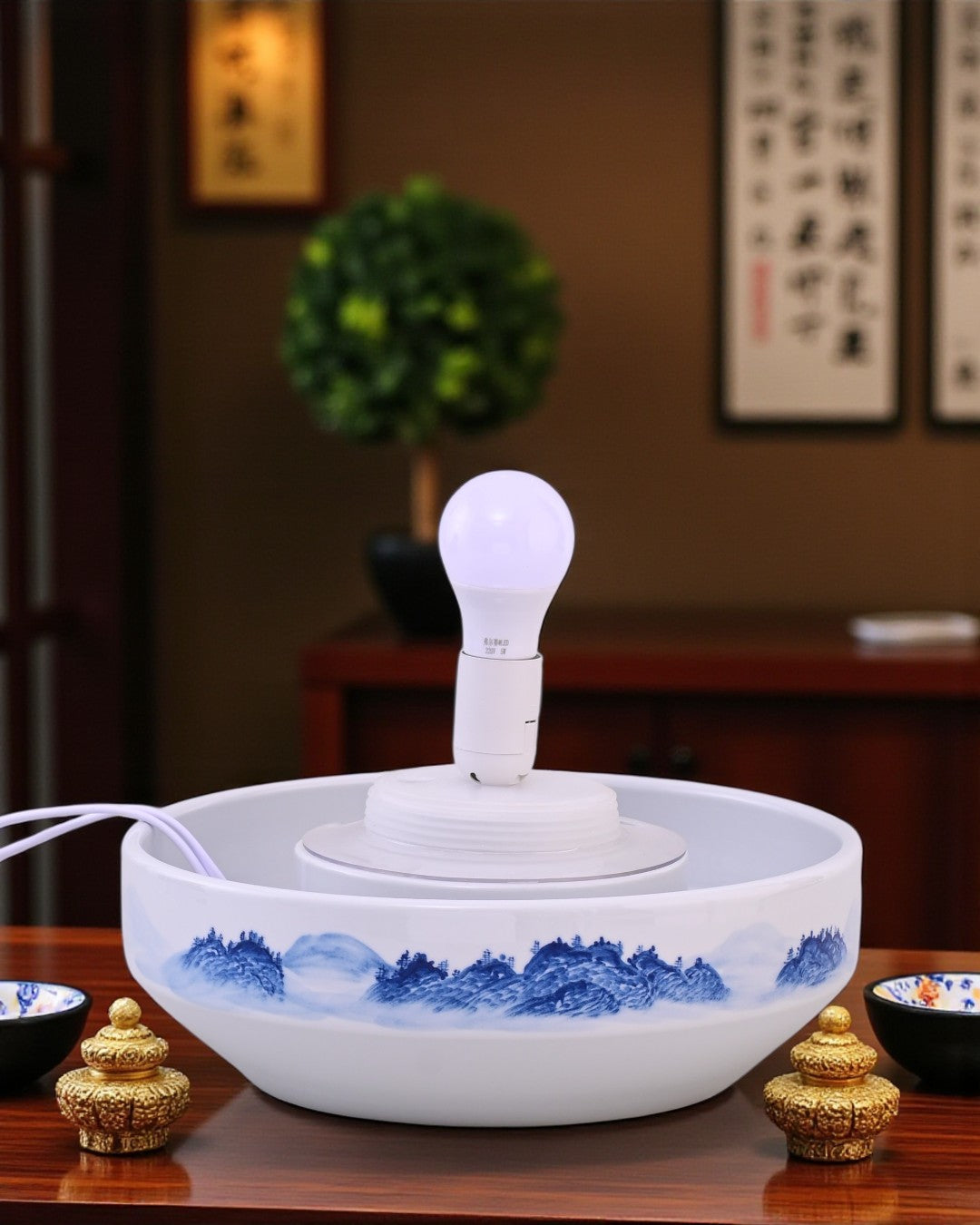 Tranquil Falls Ceramic Fountain Lamp