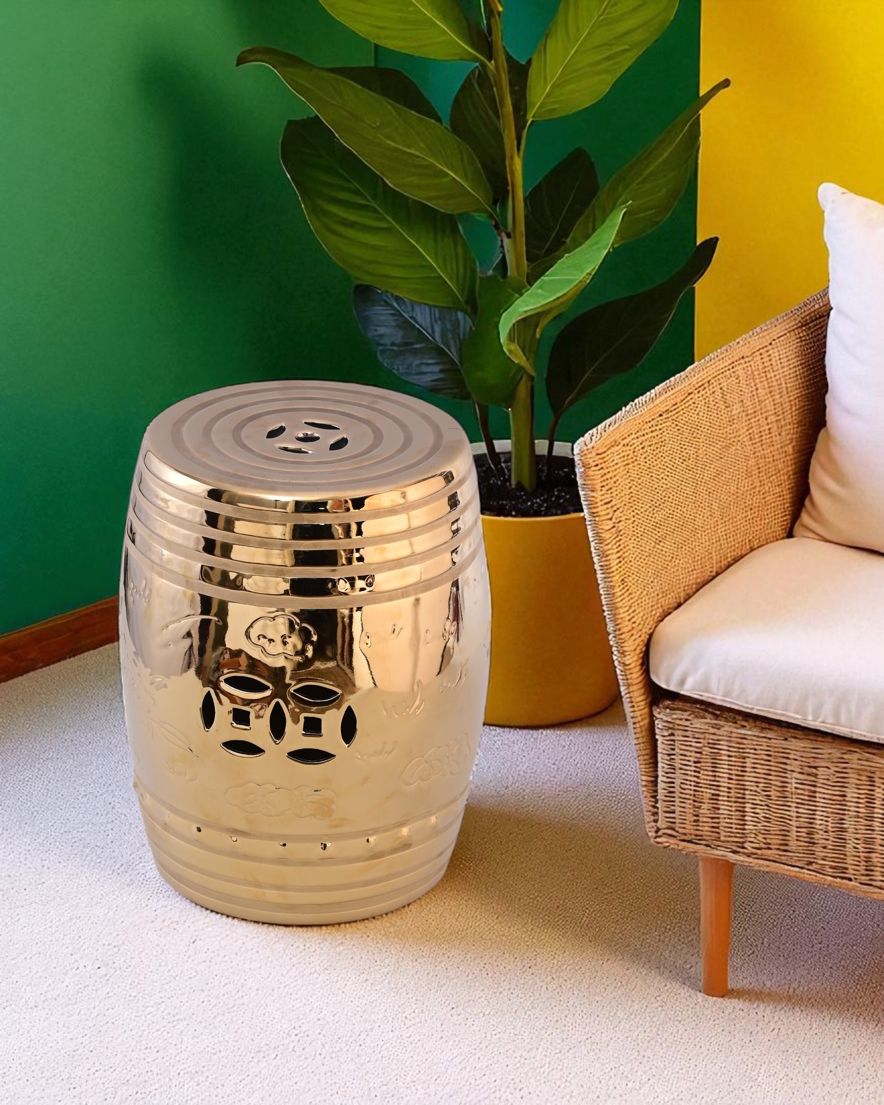 Radiant Golden Garden Stool