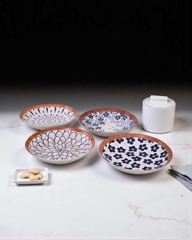 Floral Whimsy Pasta Bowl - Set Of 4