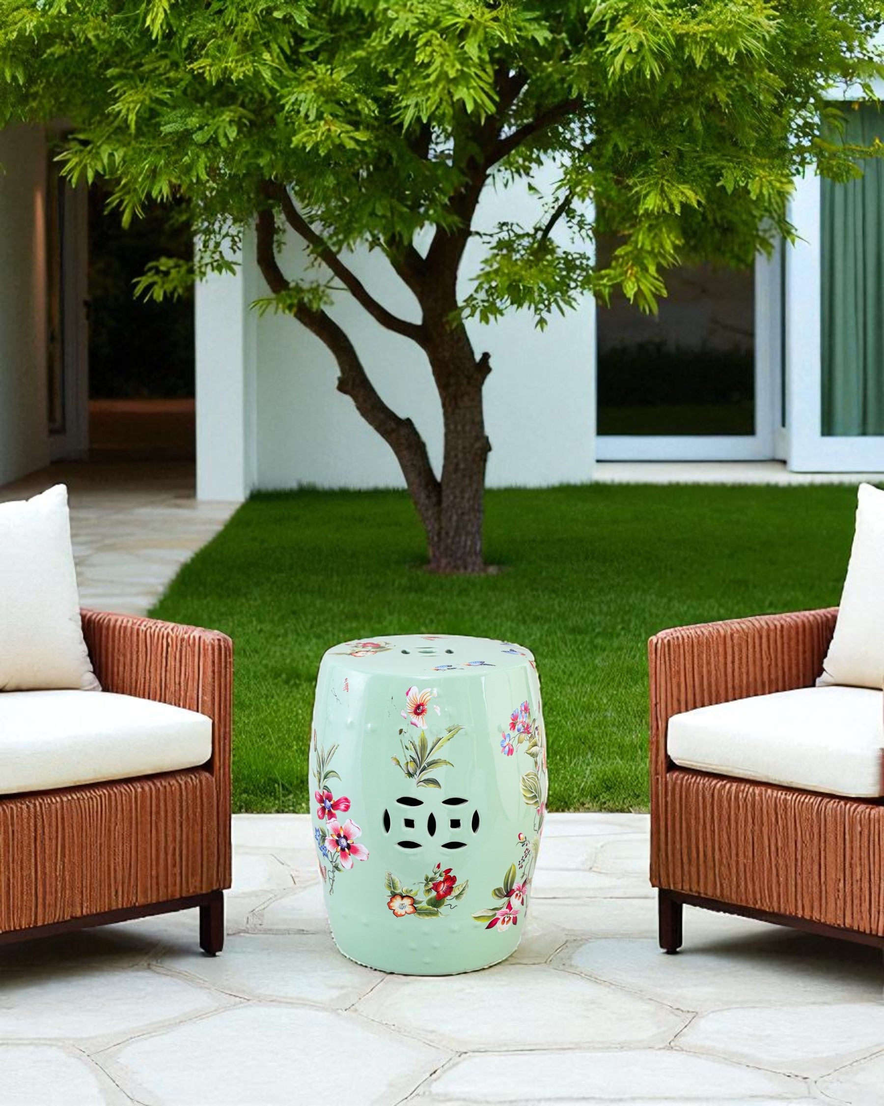 Mint Blossom Garden Stool
