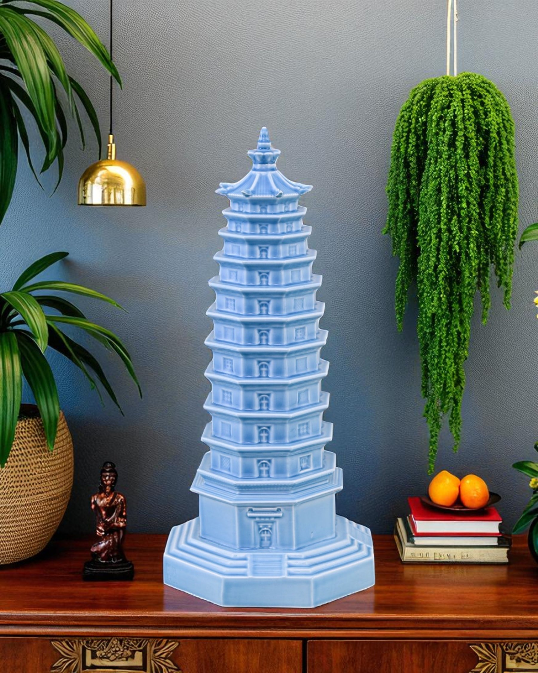 Celestial Blue Celadon Pagoda Sculpture