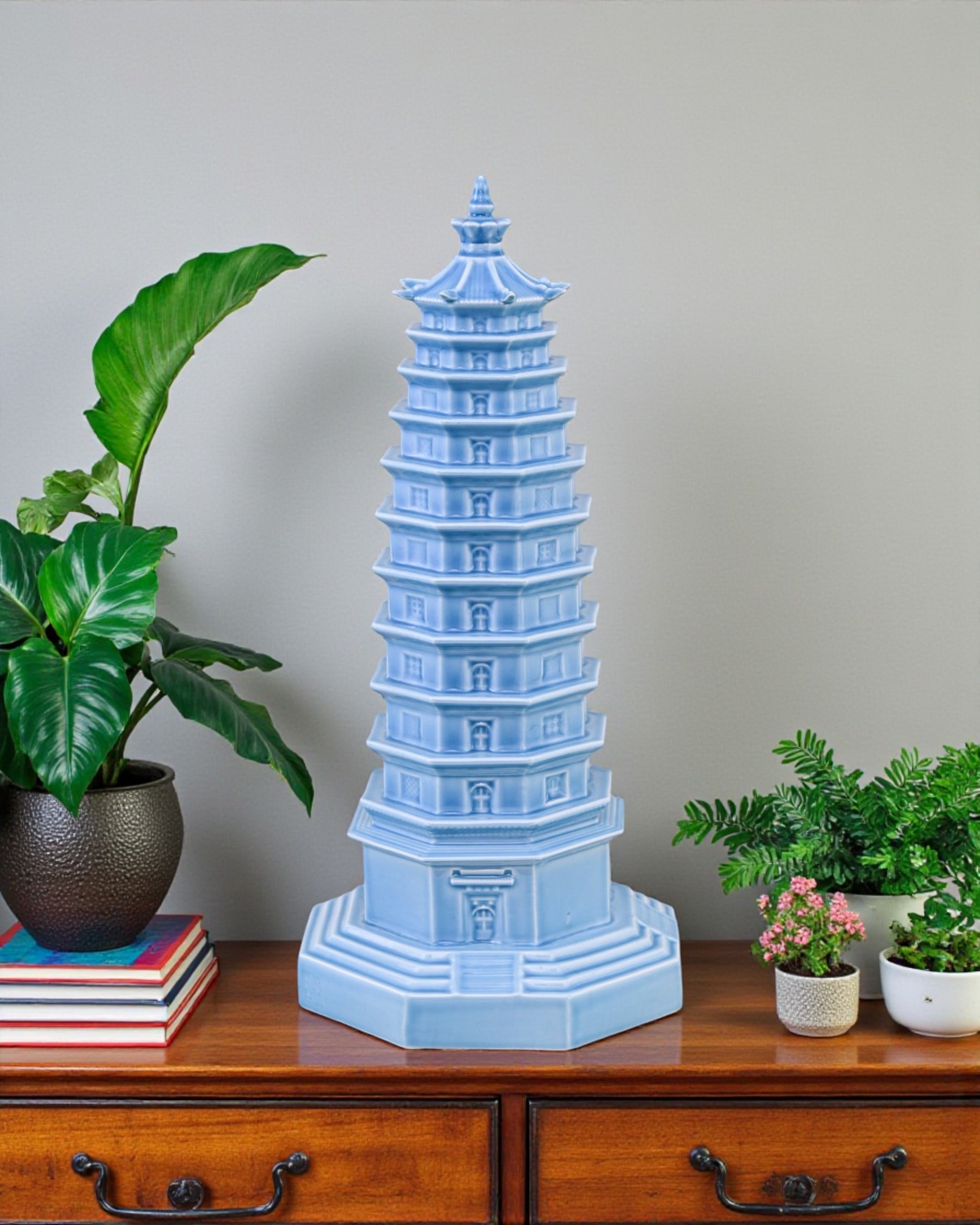 Celestial Blue Celadon Pagoda Sculpture