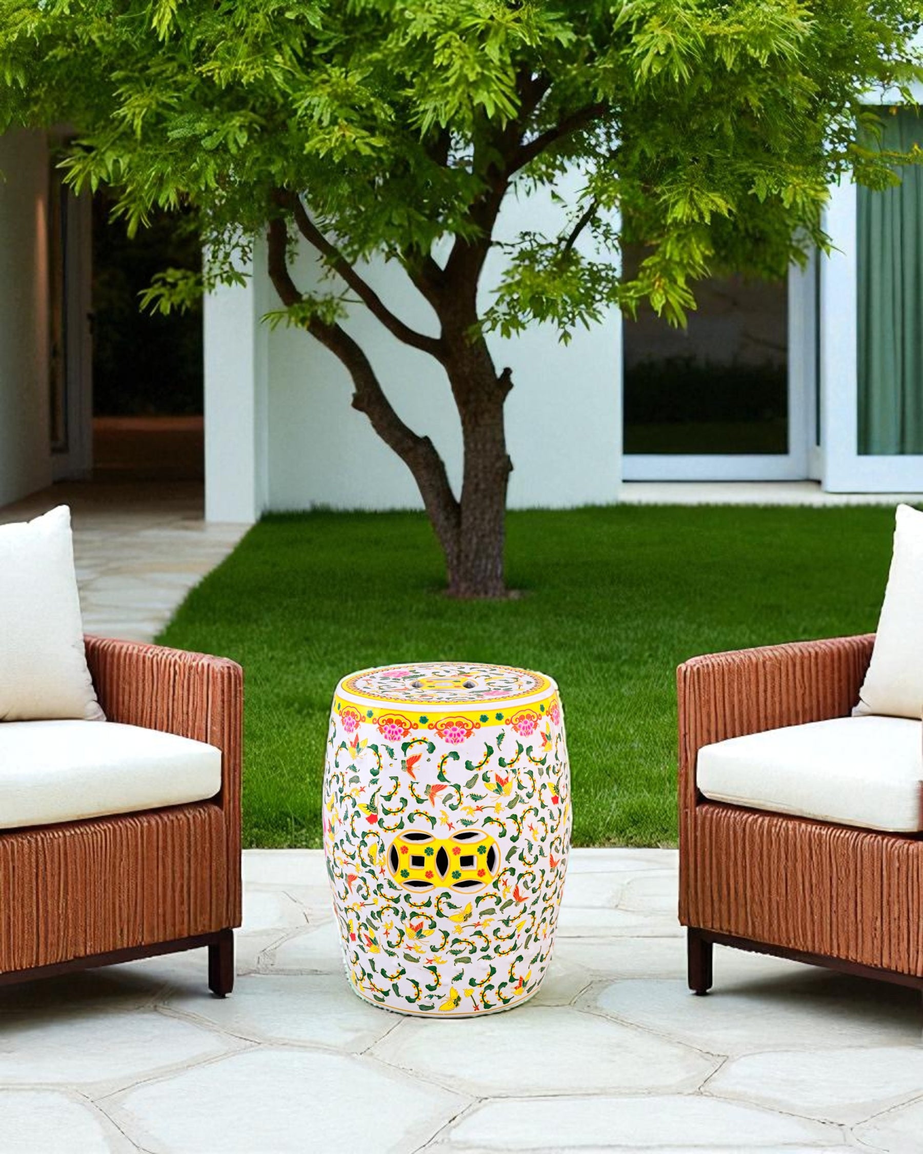 Floral Harmony Garden Stool