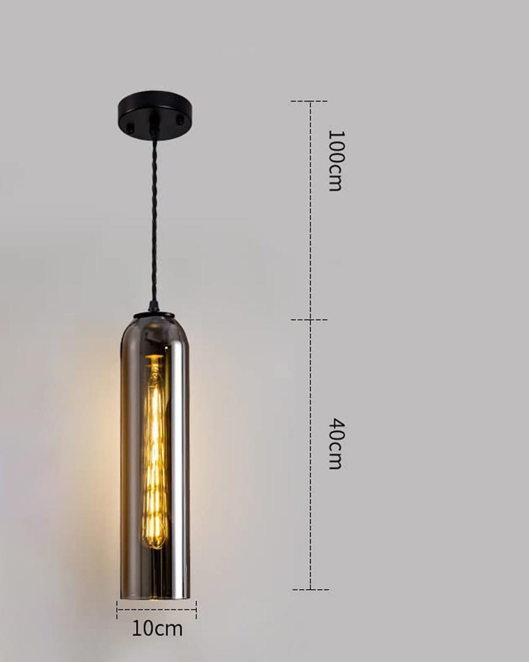 Cylinder Glass Pendant Light - Smoke
