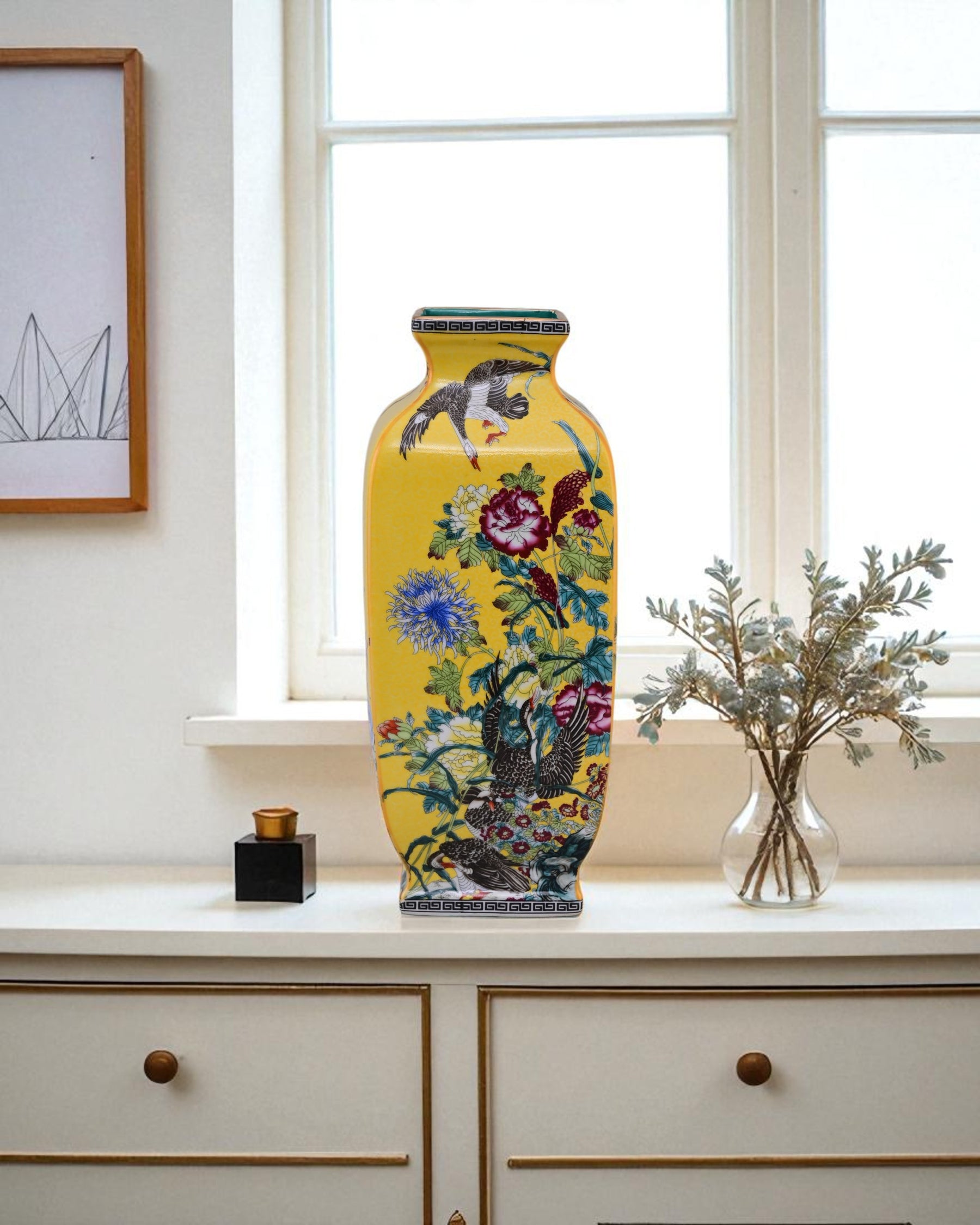 Blossom Cloisonn Enamel Vase - Yellow