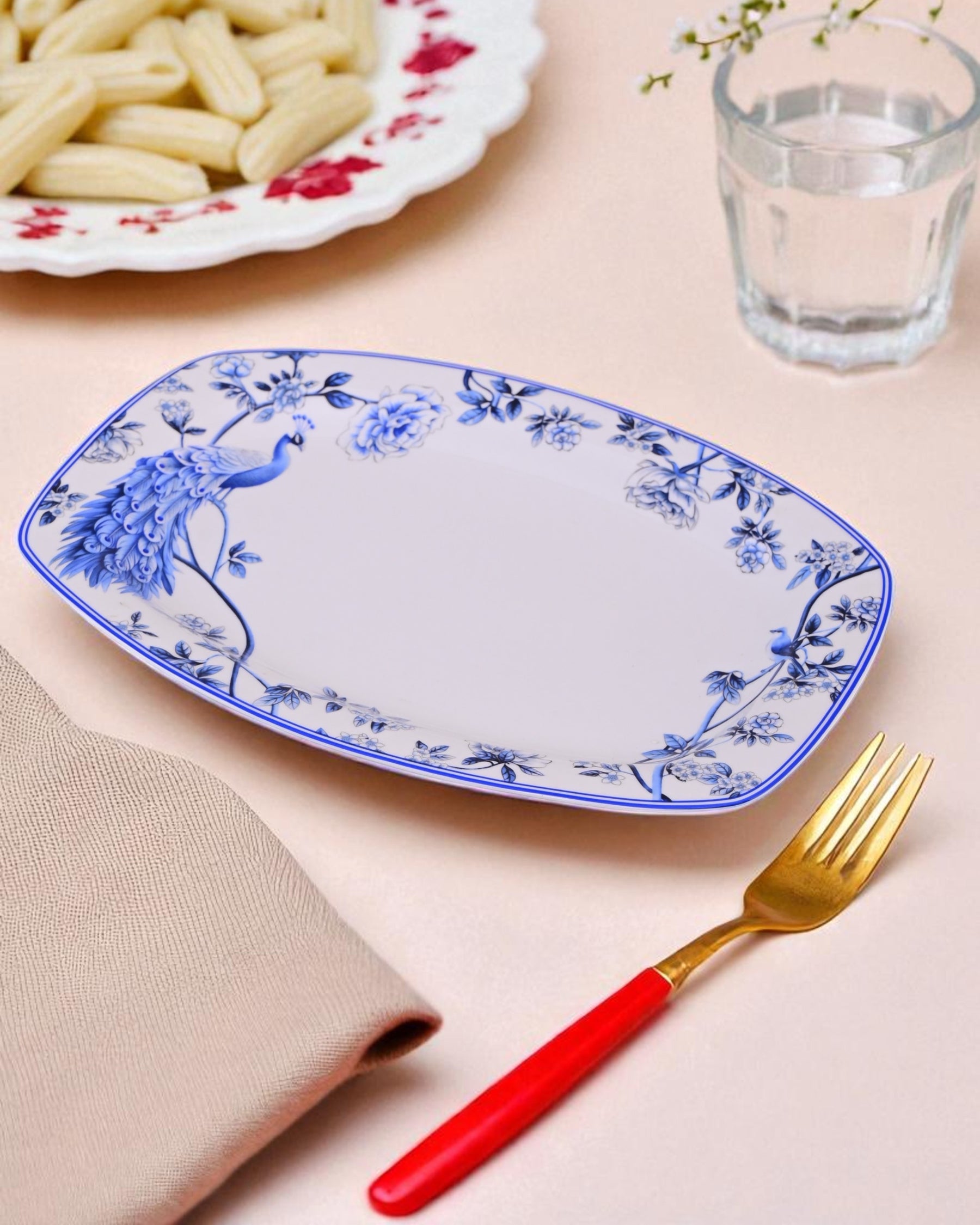 Royal Peacock Blue & White Platter