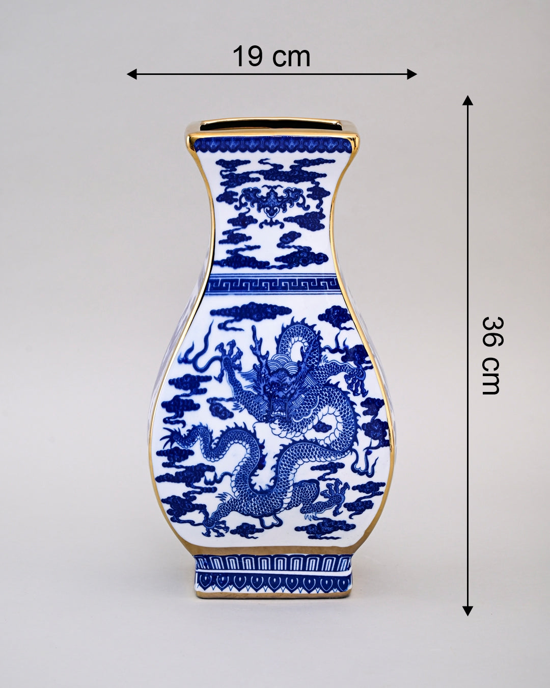 Flared Dragon Golden Trim Porcelain Vase