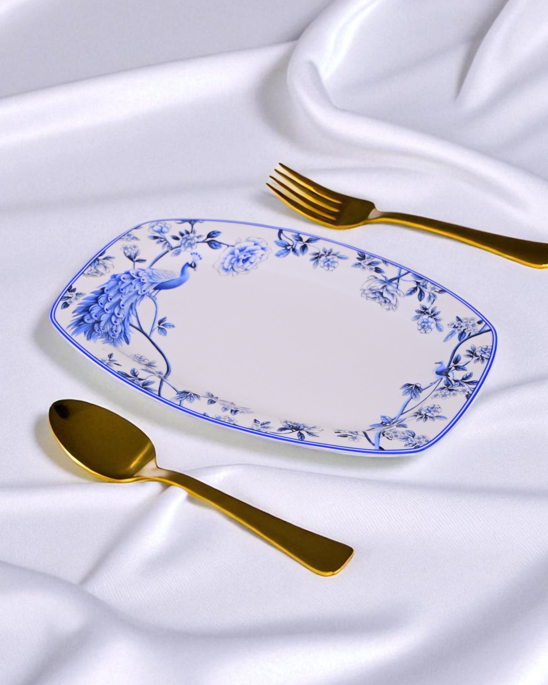 Royal Peacock Blue & White Platter