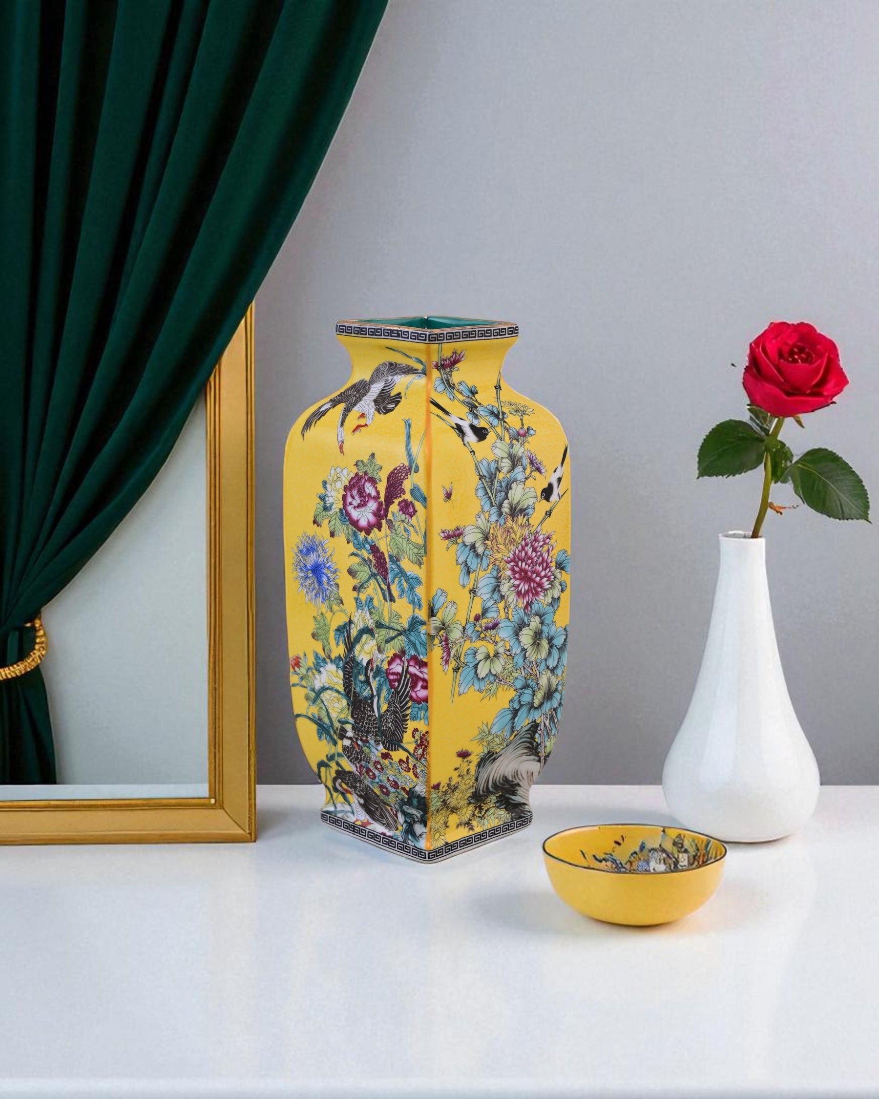 Blossom Cloisonn Enamel Vase - Yellow
