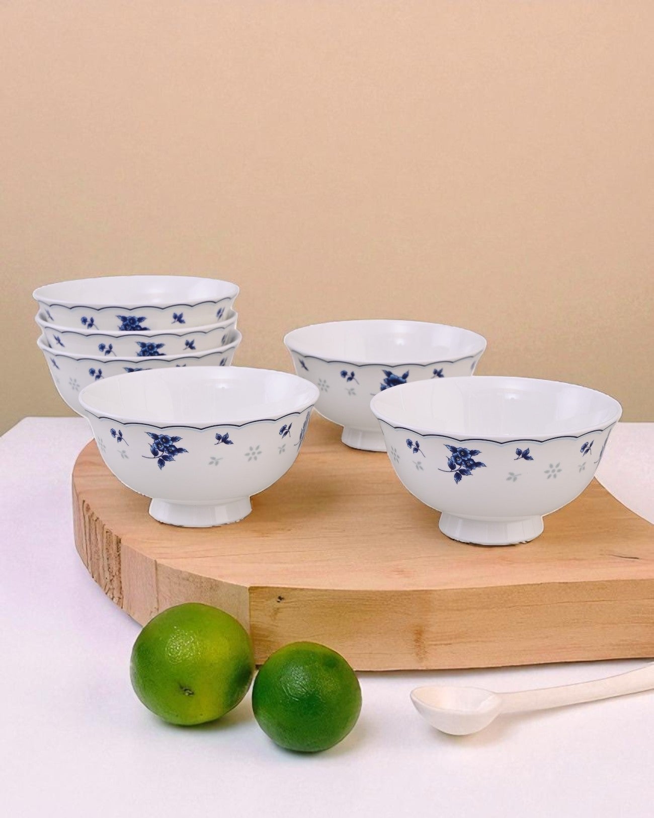 Blue Petal Elegance Ceramic Katori